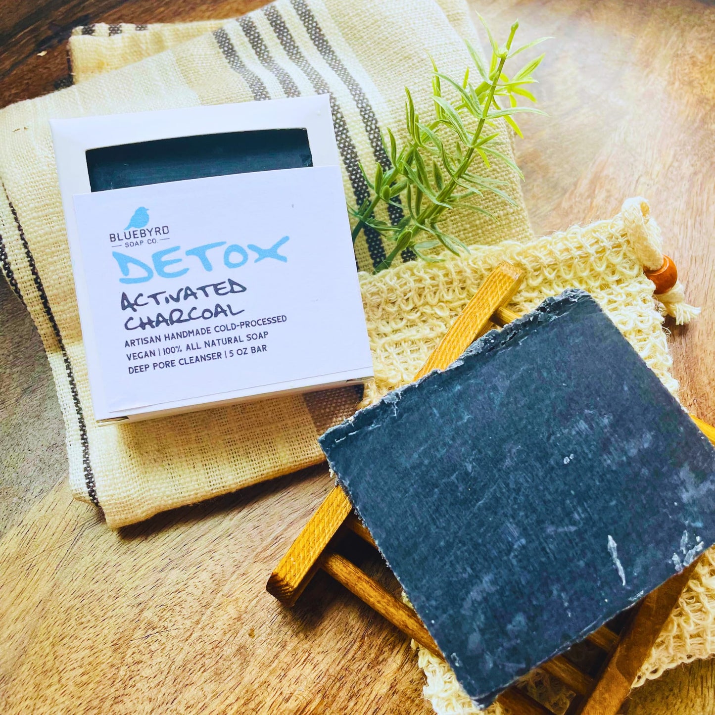 Bluebyrd Soap Detox Activated Charcoal Bar Soap | Natural Organic Black Soap Bar- Facial Cleanser, Acne, Blackheads, Eczema, Psoriasis, Sensitive Skin, Purify Oily Skin | Non-GMO, Vegan (Detox, BAR)