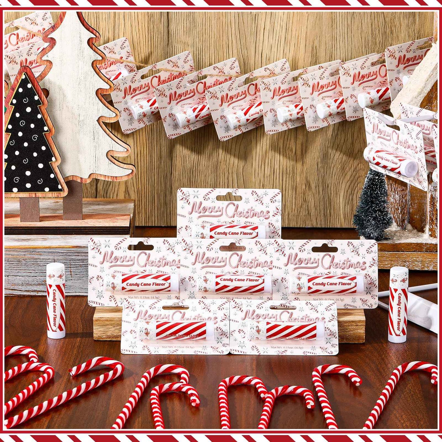 Sacubee 25 Pack Christmas Peppermint Flavor Lip Balms Gifts Bulk Christmas Party Stocking Stuffers Small Thank You Appreciation Gifts for Women Men Staff Coworkers Employee Homeless