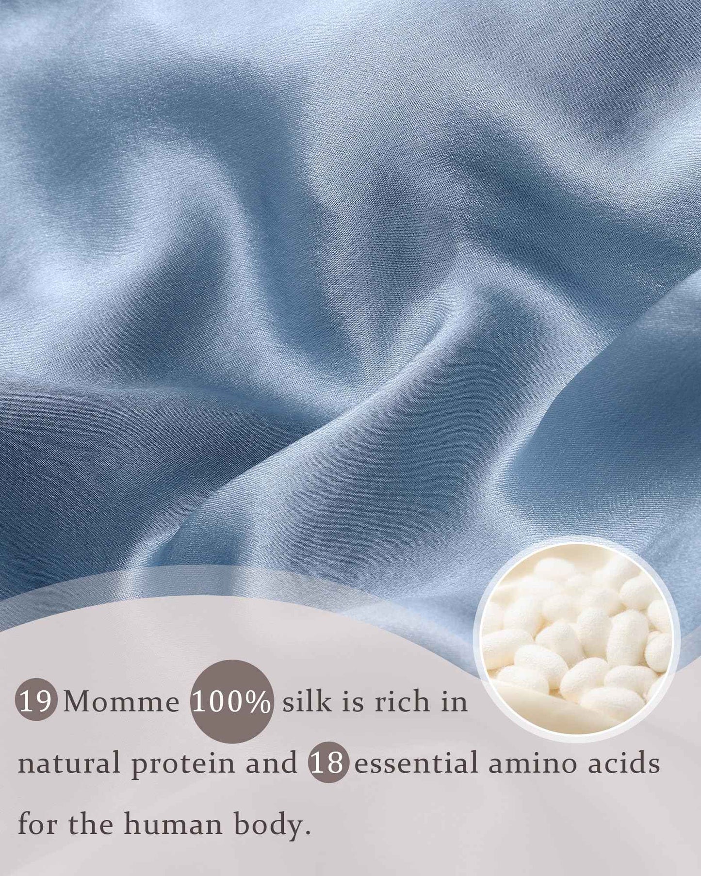 Ufgin 100% Mulberry Silk Bonnet for Sleeping Women Double Layer Silk Hair Bonnet Natural Silk Sleep Cap with Elastic Reversible Hair Wrap (Haze Blue + Sky Blue)