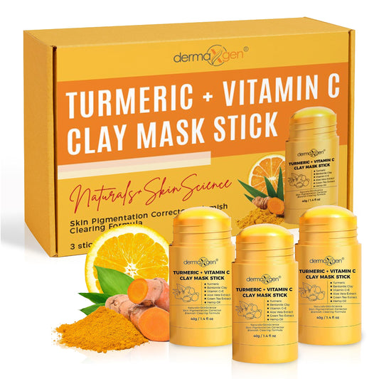 DERMAXGEN Organic Turmeric Mask Stick - for Clear, Radiant Skin - Acne & Scars Reduction, Healing Clay Pore Cleansing Facial Mask - Improve Skin Tone and Texture - All-Natural 1.4 Oz (Pack of 3)