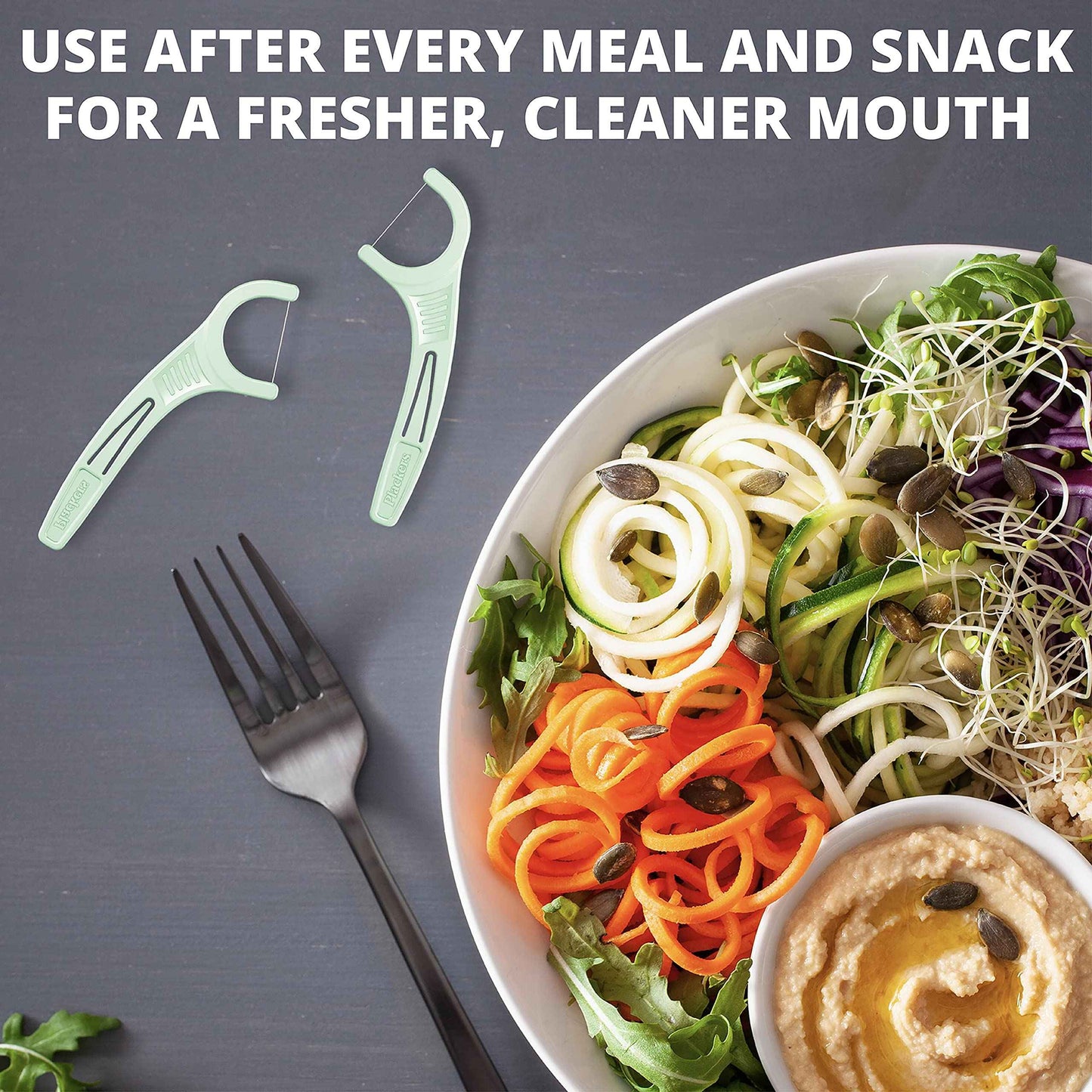 Plackers Micro Mint Dental Floss Picks, Made with Super TufFloss®, Protected Fold Away Pick, Easy to Use, Cool Mint, Green, Individually Wrapped, 500 Count