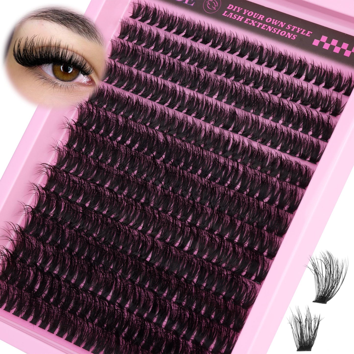 ALICE Lash Extensions Fluffy 336pcs 80D Lash Clusters Cluster Eyelash Extensions Thick Volume Faux Mink Individual Lashes Mix 10-18mm Long Eyelash Clusters