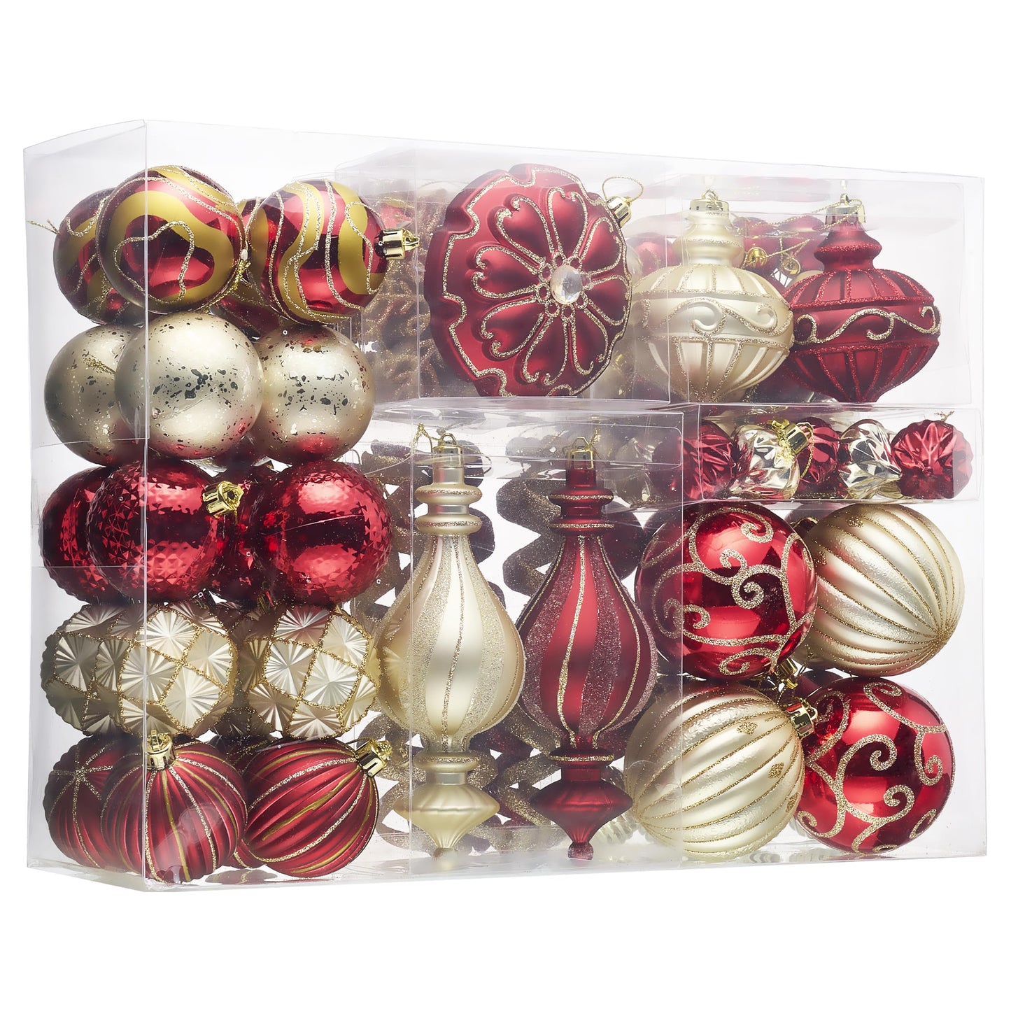 Valery Madelyn Christmas Ball Ornaments, 120ct Burgundy and Gold Shatterproof Christmas Tree Decorations Set, Luxury Hanging Ornaments for Xmas Trees Bulk Holiday Decor