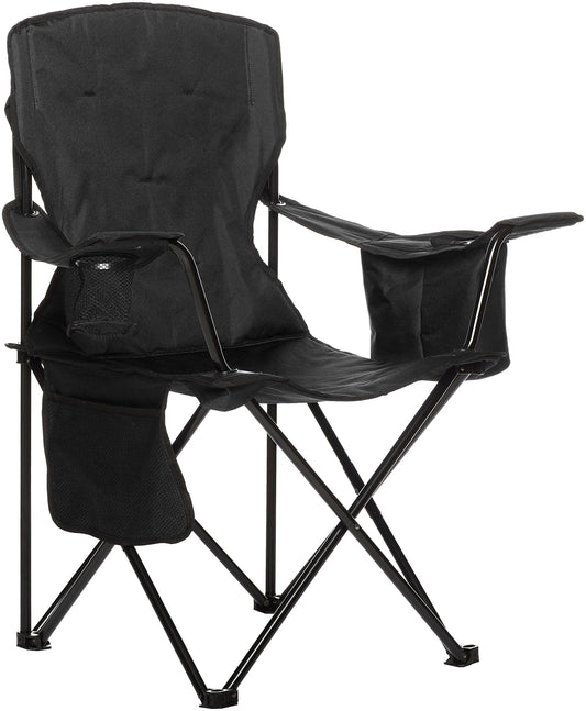 Amazon Basics Camping Chair for Beach, Picnics, Tailgates, Sports, Large, Padded, Black