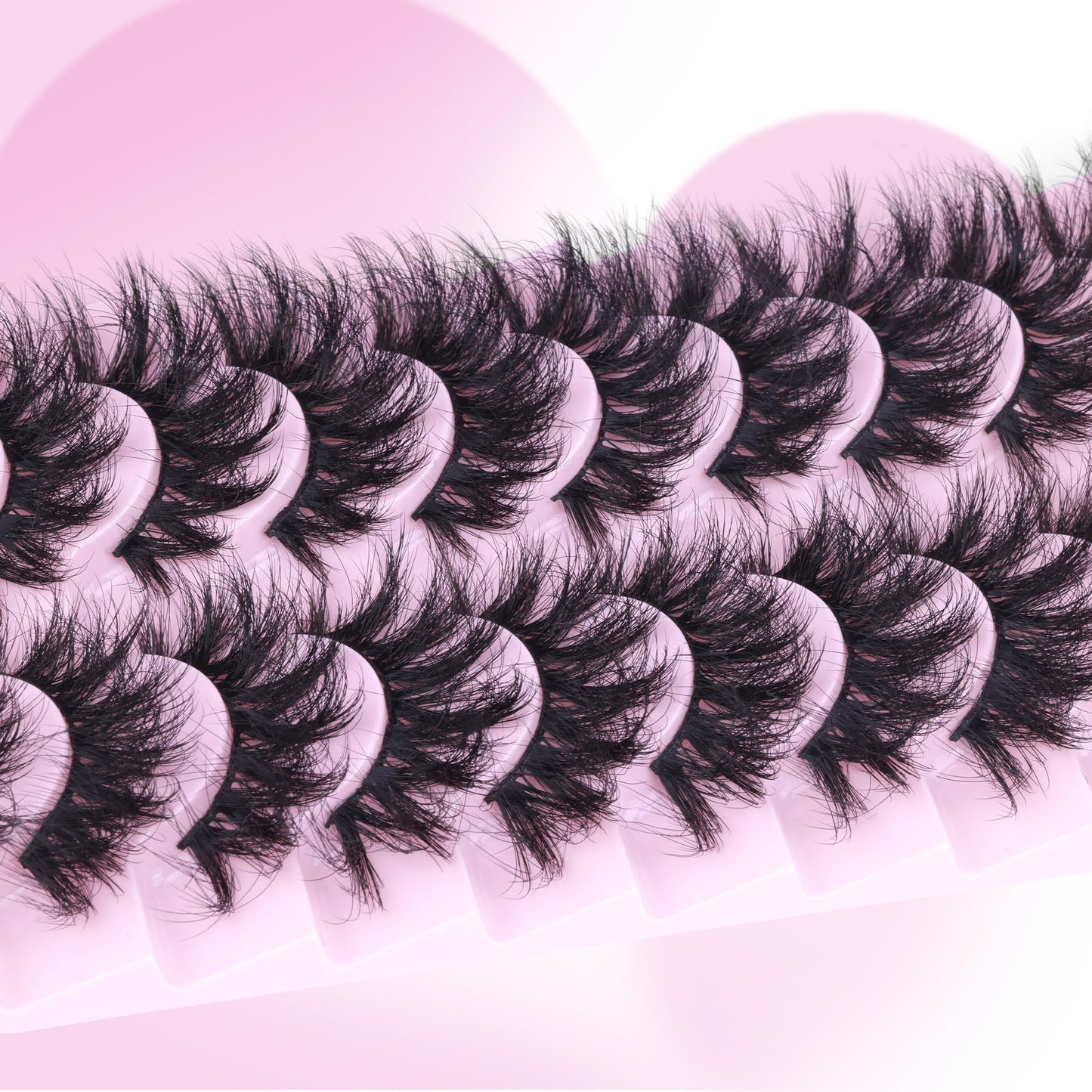 Cat Eye Lashes Fluffy Mink Eyelashes Strip Lashes Natuarl Look Wispy Eye Lashes Pack 5D Volume Fake Lashes Geeneiya