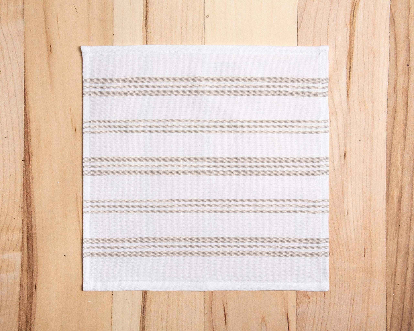 Sticky Toffee Cotton Washcloths Set of 4 – 13x13 in Tan Modern Stripe Terry Towels, Soft and Absorbent Reusable Fingertip Towels, Quick Drying