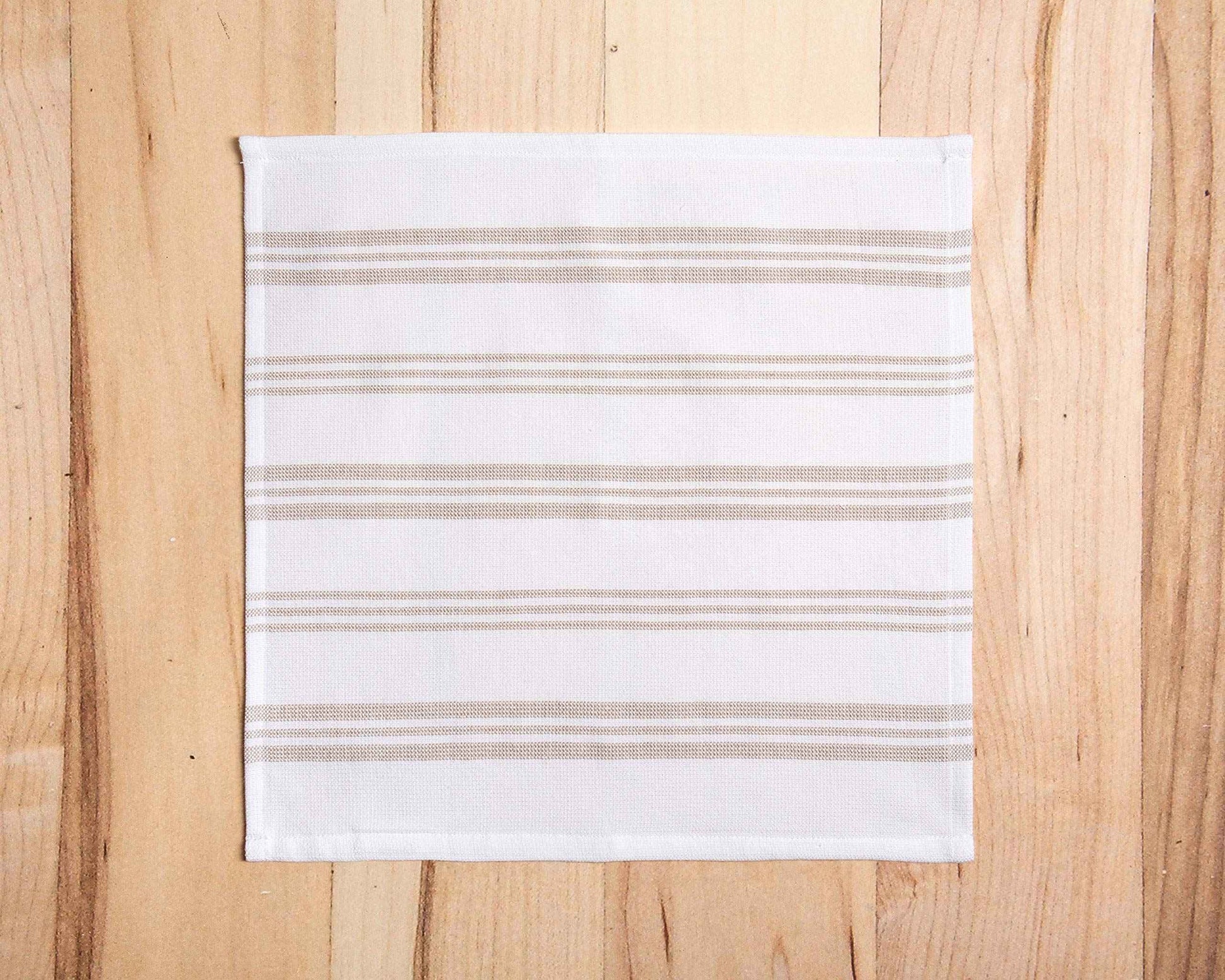 Sticky Toffee Cotton Washcloths Set of 4 – 13x13 in Tan Modern Stripe Terry Towels, Soft and Absorbent Reusable Fingertip Towels, Quick Drying