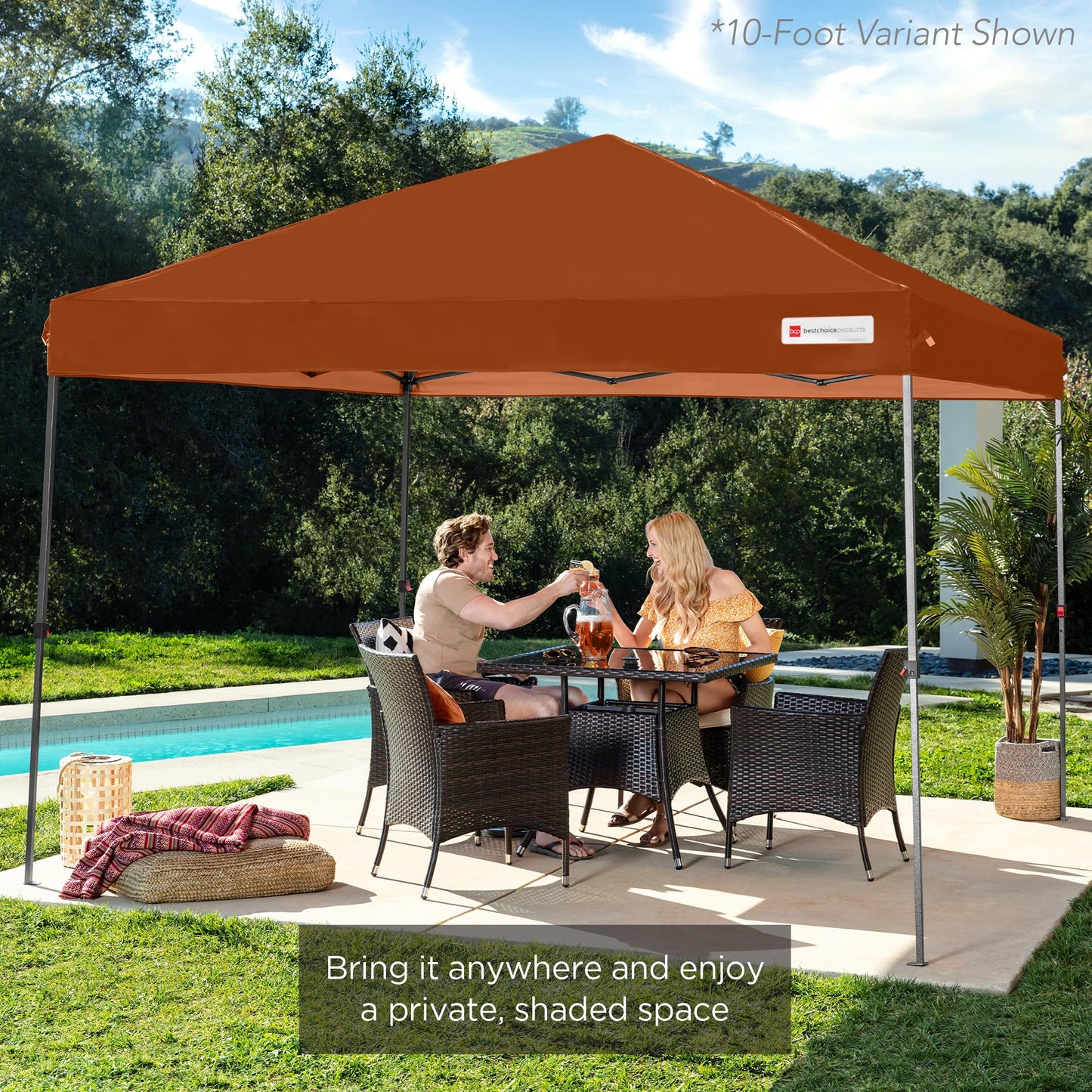 Best Choice Products 8x8ft 1-Person Setup Pop Up Canopy Tent Instant Portable Shelter w/ 1-Button Push, Case, 4 Weight Bags - Rust