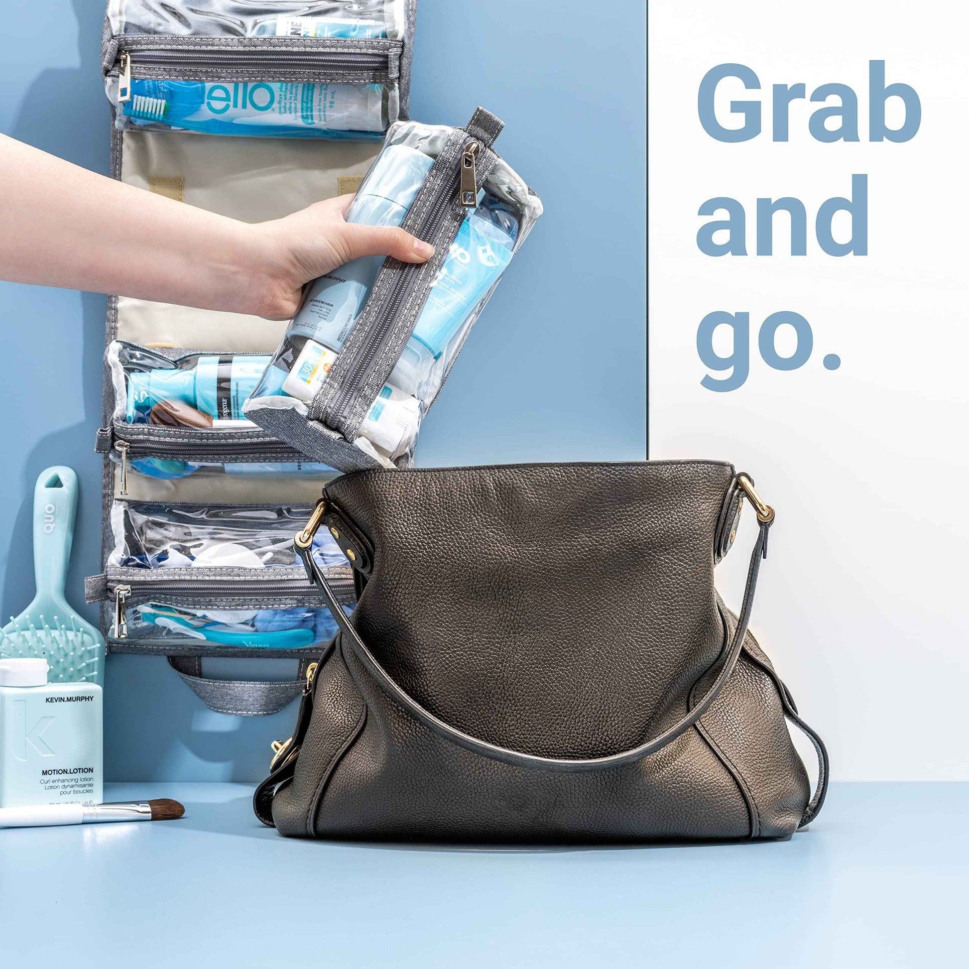 4kits Hanging Roll-Up Makeup Bag/Toiletry Kit/Travel Organizer for Women - 4 Removable Storage Bags - Organize Make Up, Cosmetics, First Aid, Medicine, Personal Care, Bathroom, Palette/Brush Holder