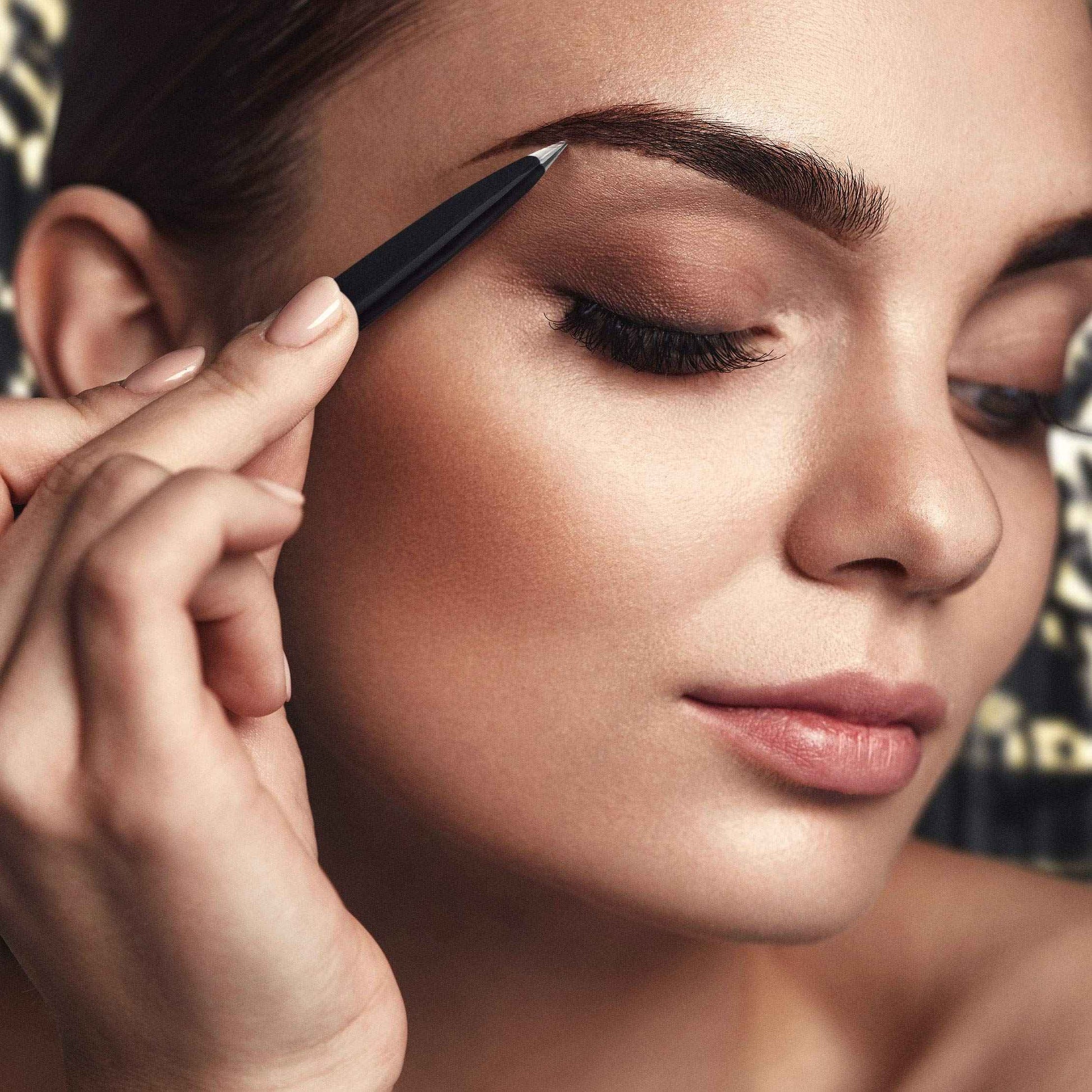 By MILLY Precision Tweezers Set | Slanted & Pointed Tip Tweezers Kit | High Carbon Stainless Steel | Aligned & Hand-Filed Tweezer Set Professional | Hair Removal & Eyebrow Tweezer Set | Black