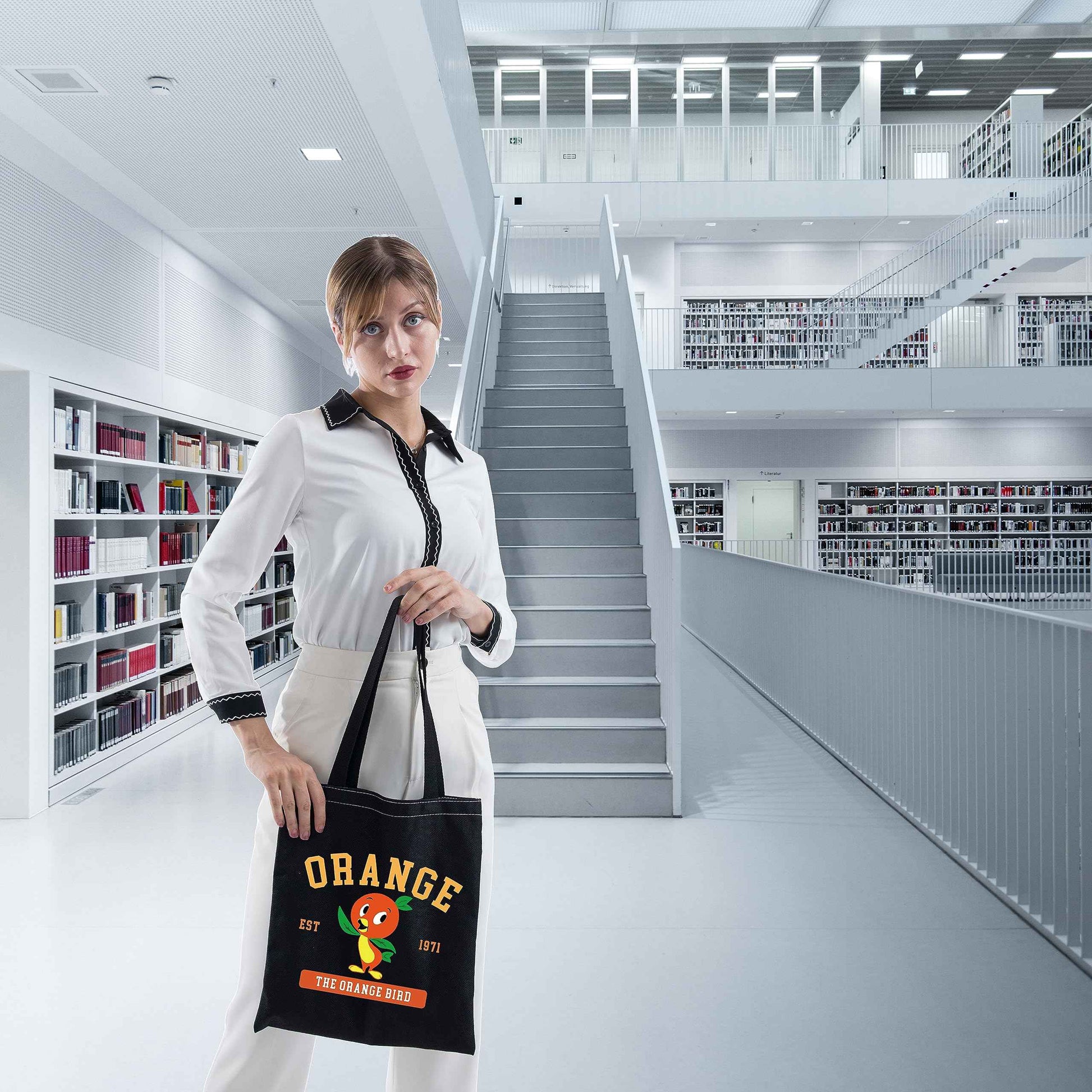 FOTAP Orange Bird Makeup Bag Cartoon Character Lover Gift Orange Bird Est 1971 Zipper Pouch Magic Kingd*m makeup bag (ORANGE BIK Tote)