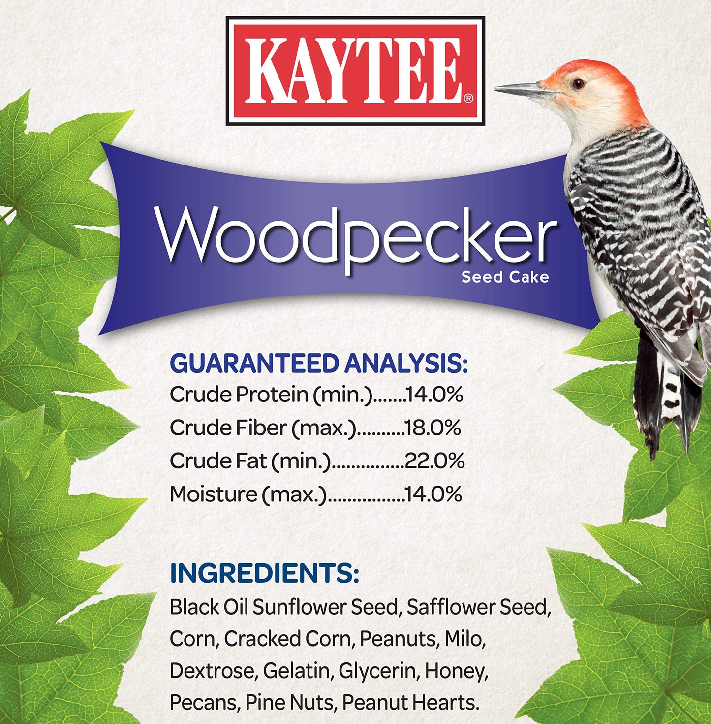 Kaytee Wild Bird Woodpecker Seed Cake, 1.85 Pound, 6 Pack