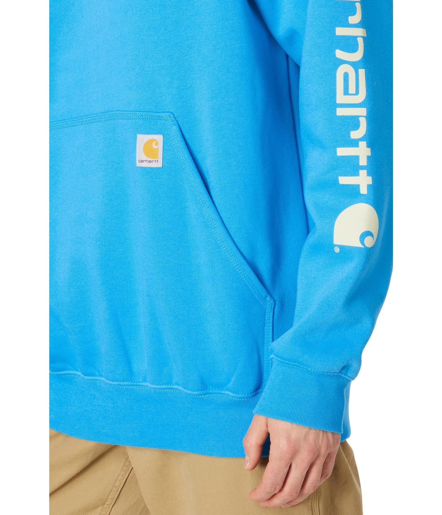 Carhartt Men's Loose Fit Midweight Logo Sleeve Graphic Sweatshirt, Atomic Blue