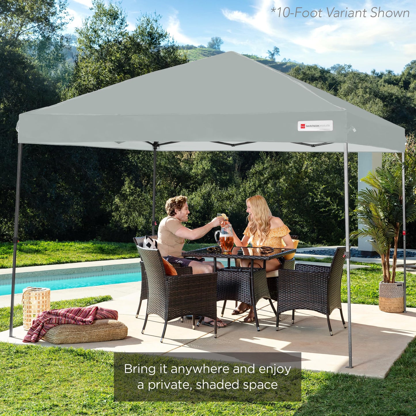 Best Choice Products 8x8ft 1-Person Setup Pop Up Canopy Tent Instant Portable Shelter w/ 1-Button Push, Case, 4 Weight Bags - Silver