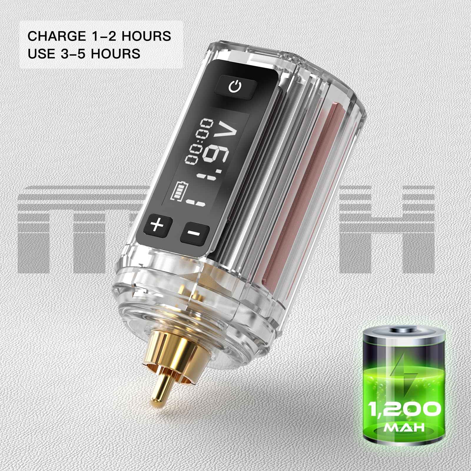 Wormhole Tattoo Power Supply for Tattoo Machine Wireless Tattoo Pen 1,200mAh Capacity Power Supply RCA Connector WB16
