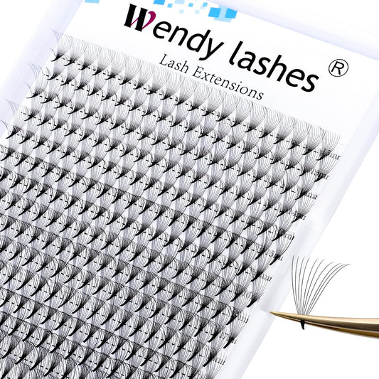 Premade Fans Eyelash Extensions 320PCS Promades Eyelashes Extensions 12D Lash Extension 0.07mm C/D Curl Pre Made Fans Eyelash 13-20mm Comfortable Eyelash Extensions(12D-0.07-D, 1320mm Mixed Tray)