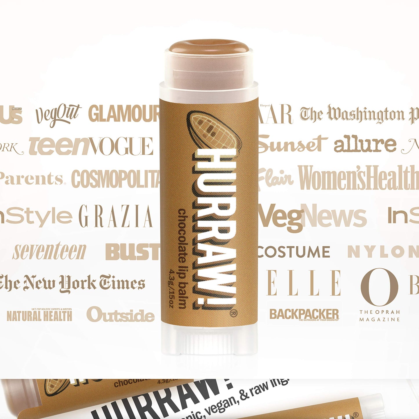 Hurraw! Chocolate Lip Balm: Organic, Certified Vegan, Cruelty and Gluten Free. Non-GMO, 100% Natural Ingredients. Bee, Shea, Soy and Palm Free. Made in USA