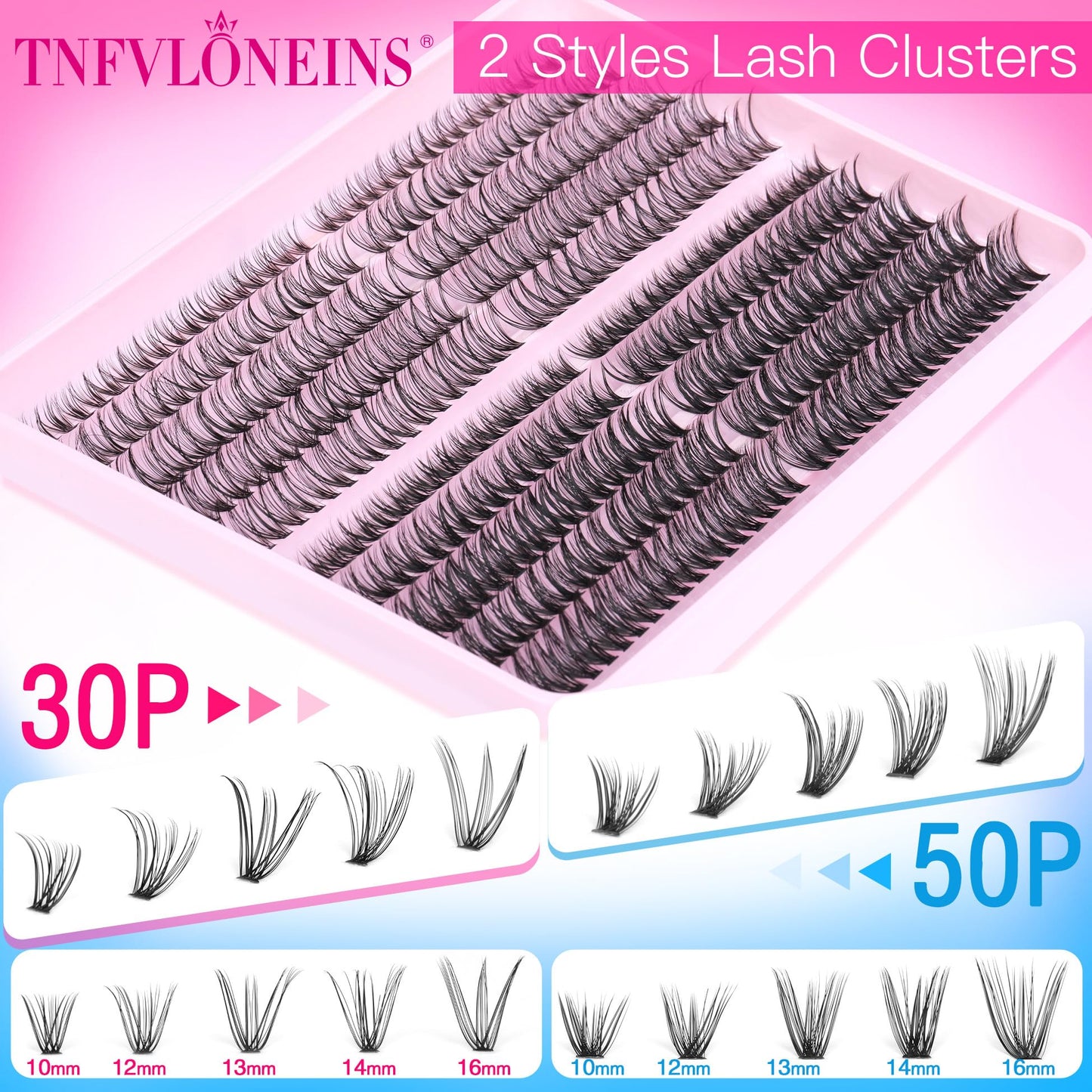 Cluster Lashes Individual Lash Extensions 360Pcs Eyelash Extension D Curl Lash Clusters 30D/40D Cluster Lashes by TNFVLONEINS (30D+40D-D-0.07)