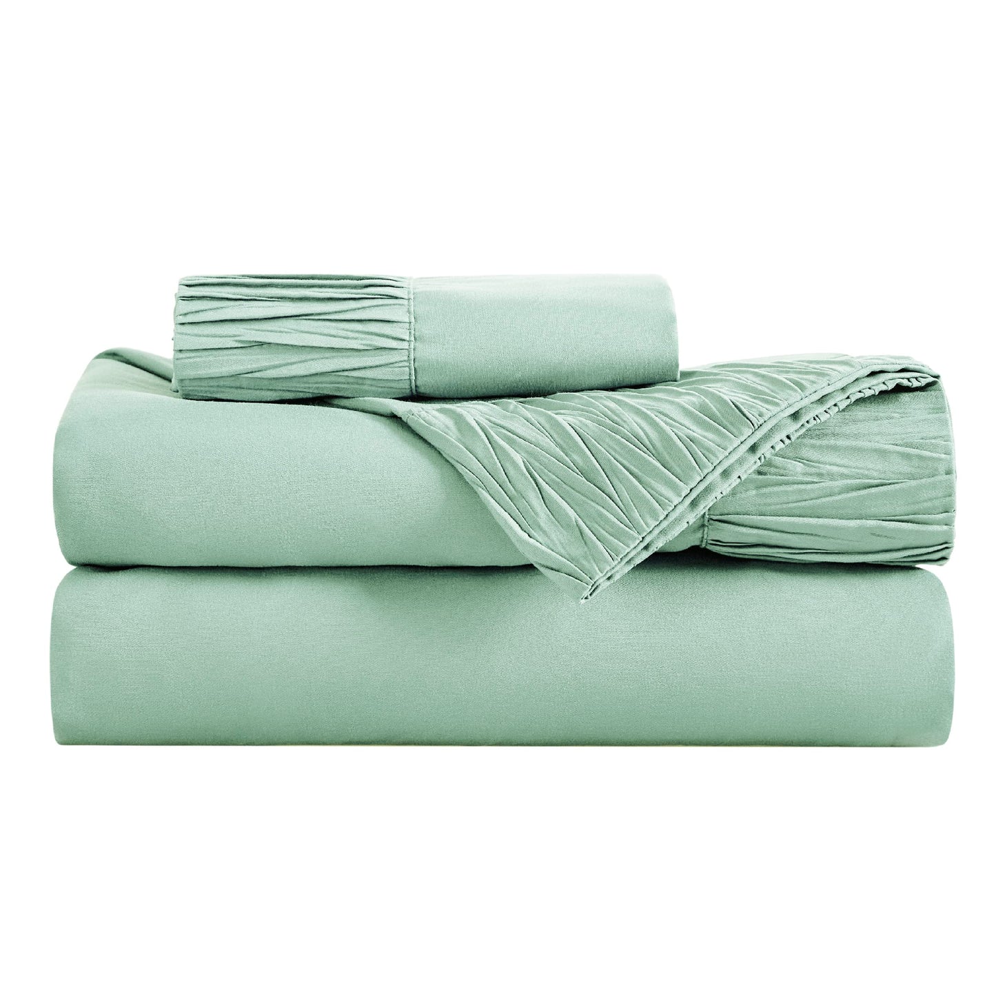 Bedsure Twin Sheets Set - Soft Twin Bed Sheets, 3 Pieces Hotel Luxury Mint Green Sheets Twin, Easy Care Polyester Microfiber Cooling Bed Sheet Set