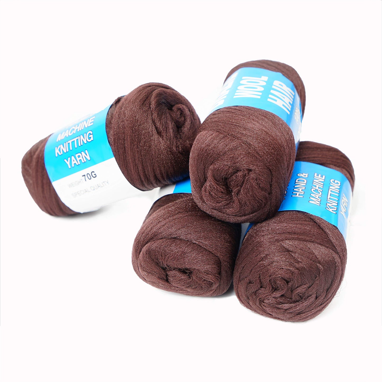 100% Brazilian Wool Hair Acrylic Yarn for African Braids/Senegalese Twist/Faux Locs/Wraps and Crochet Hook(4 Roll,Coffee Brown)