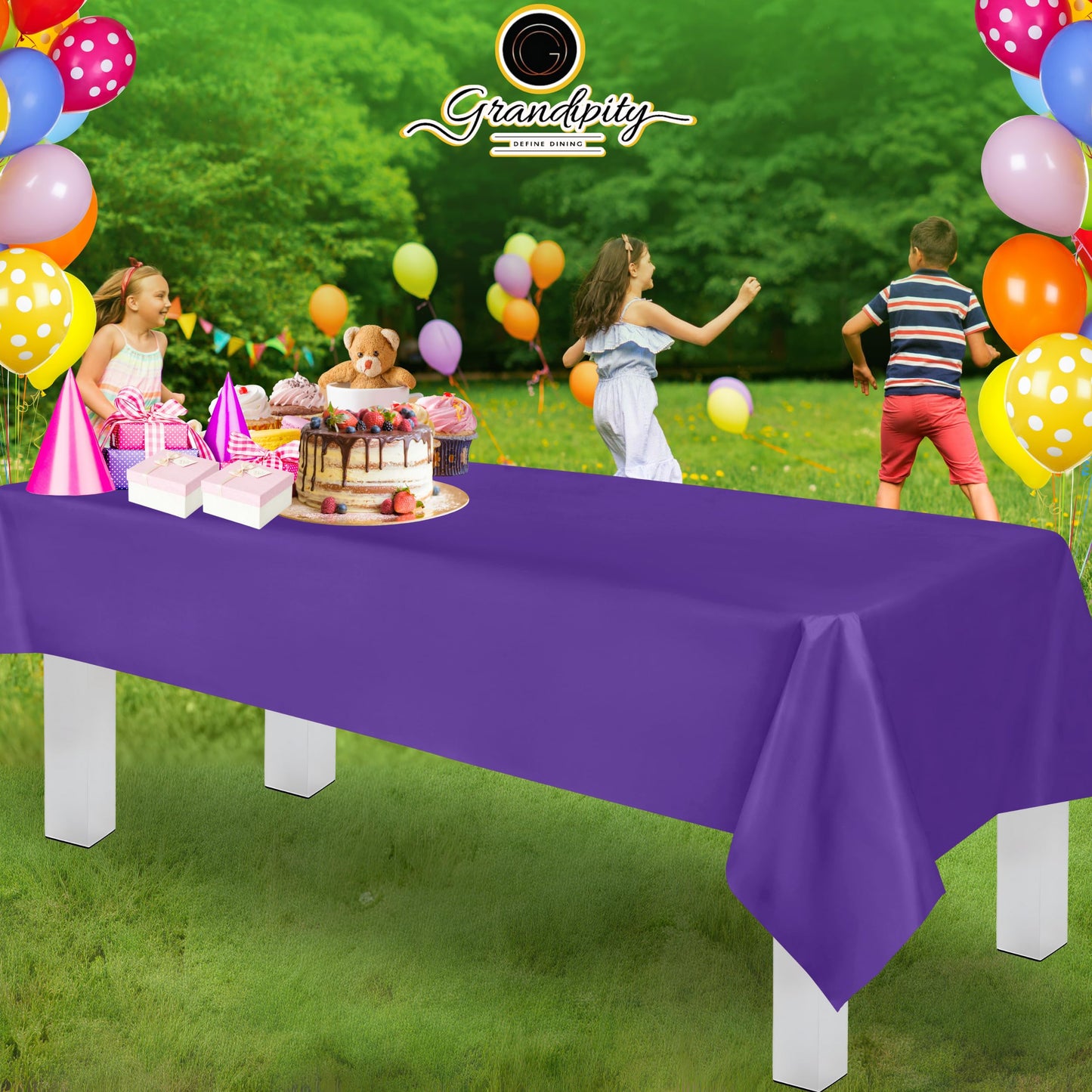 Grandipity Purple 12 Pack Premium Disposable Plastic Tablecloth 54 Inch. x 108 Inch. Decorative Rectangle Table Cover