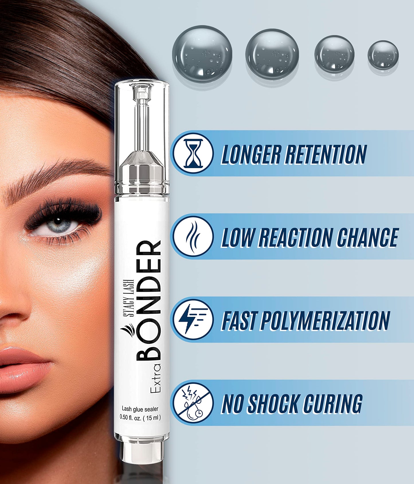 Lash Bonder for Eyelash Extensions by Stacy Lash /0.50fl.oz./15ml/Reduces Lash Extension Glue Fumes/Super Sealer/Lash Tech Supplies/Lash Primer Aid/Professional Use