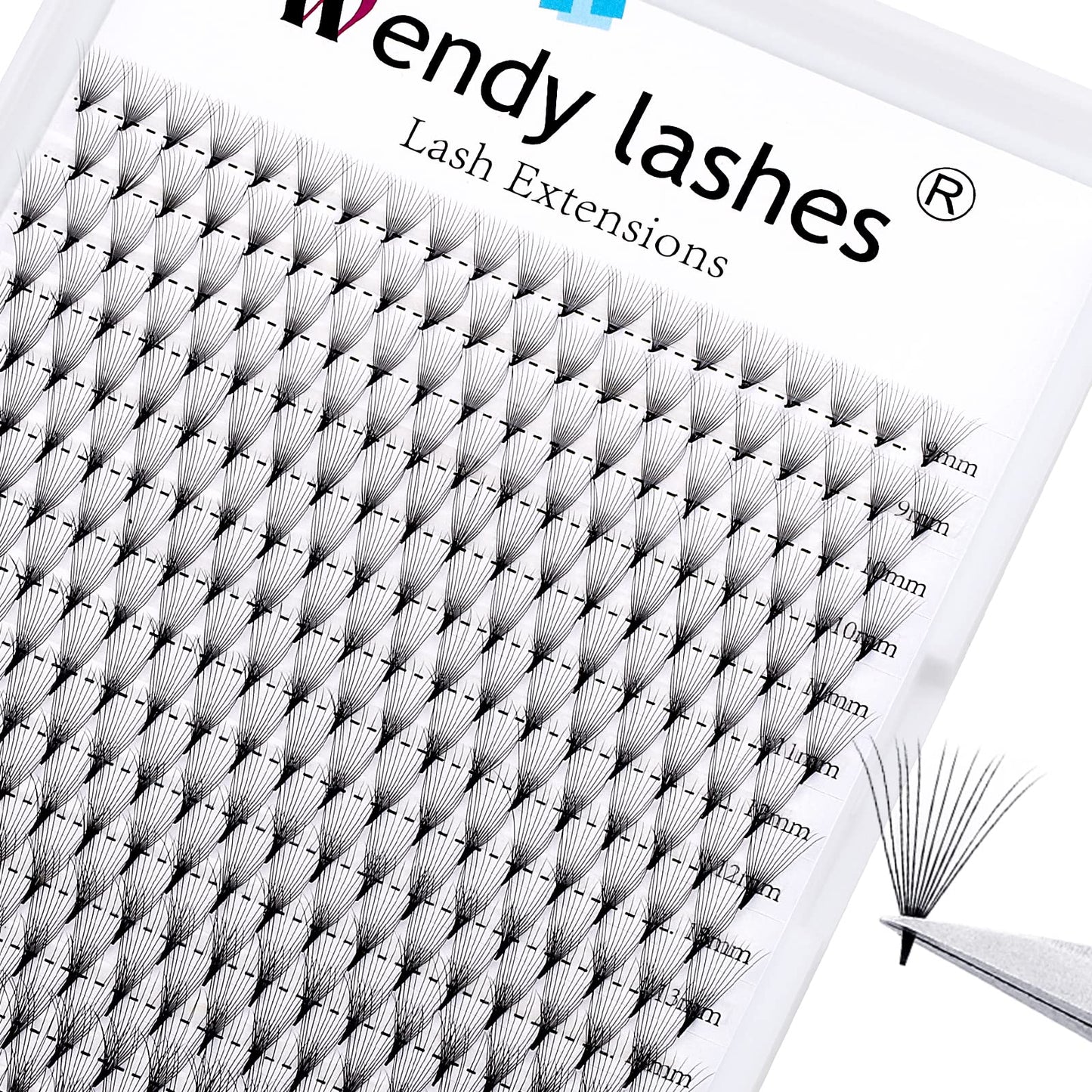 WENDY Lash Extension Premade Fans Eyelash Extensions 320PCS Pre Made Fans Lash Extensions 12D Lashes Extension 0.07mm D Curl Promades Eyelash Fans Mixed 9-16mm(12D-0.07-D, 9-16mm Mixed Tray)