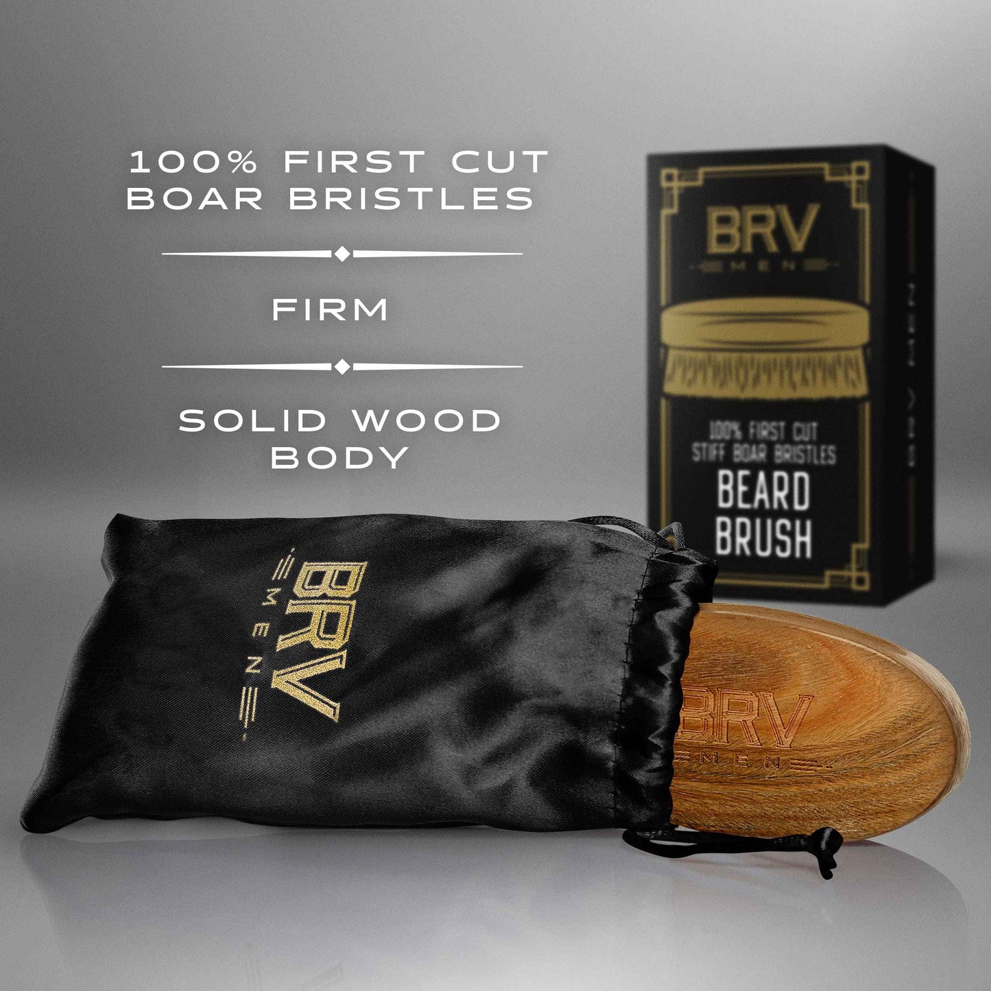 BRV MEN Beard Brush | Firm Boar Bristles | First-Cut Boar Hair Bristles | The Ideal Gift For Men (Green Sandalwood)