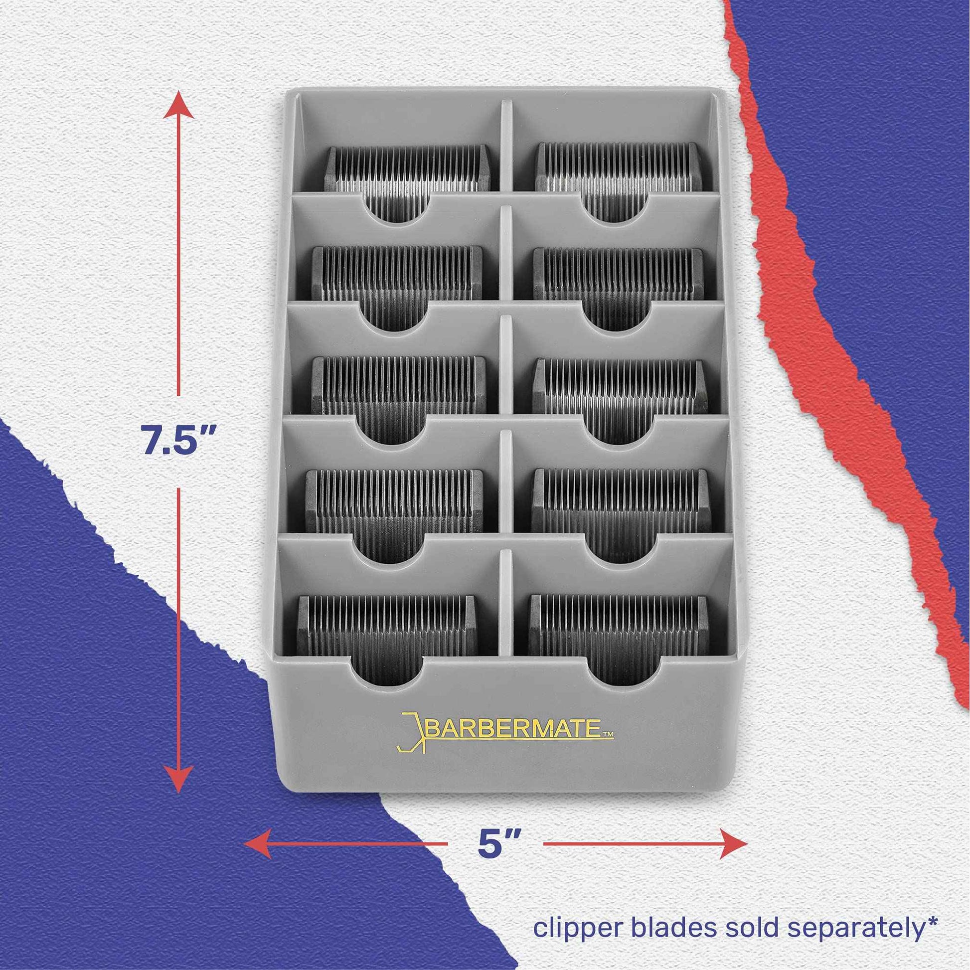 BarberMate® Blade Rack Storage Tray - Holds 10 Clipper Blades (Gray)
