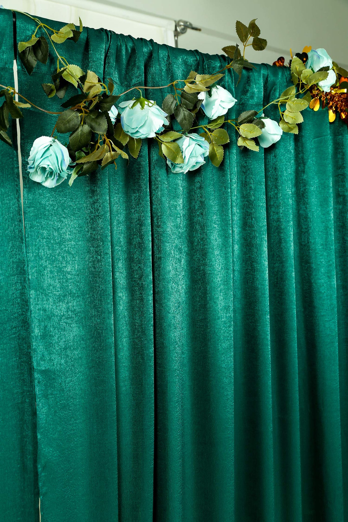 SHERWAY 9.6 Feet x 10 Feet Hunter Green Silky Soft Curtain Wedding Backdrop Drapes, Slightly Shiny Satiny Window Curtains for Party Ceremony Decoration