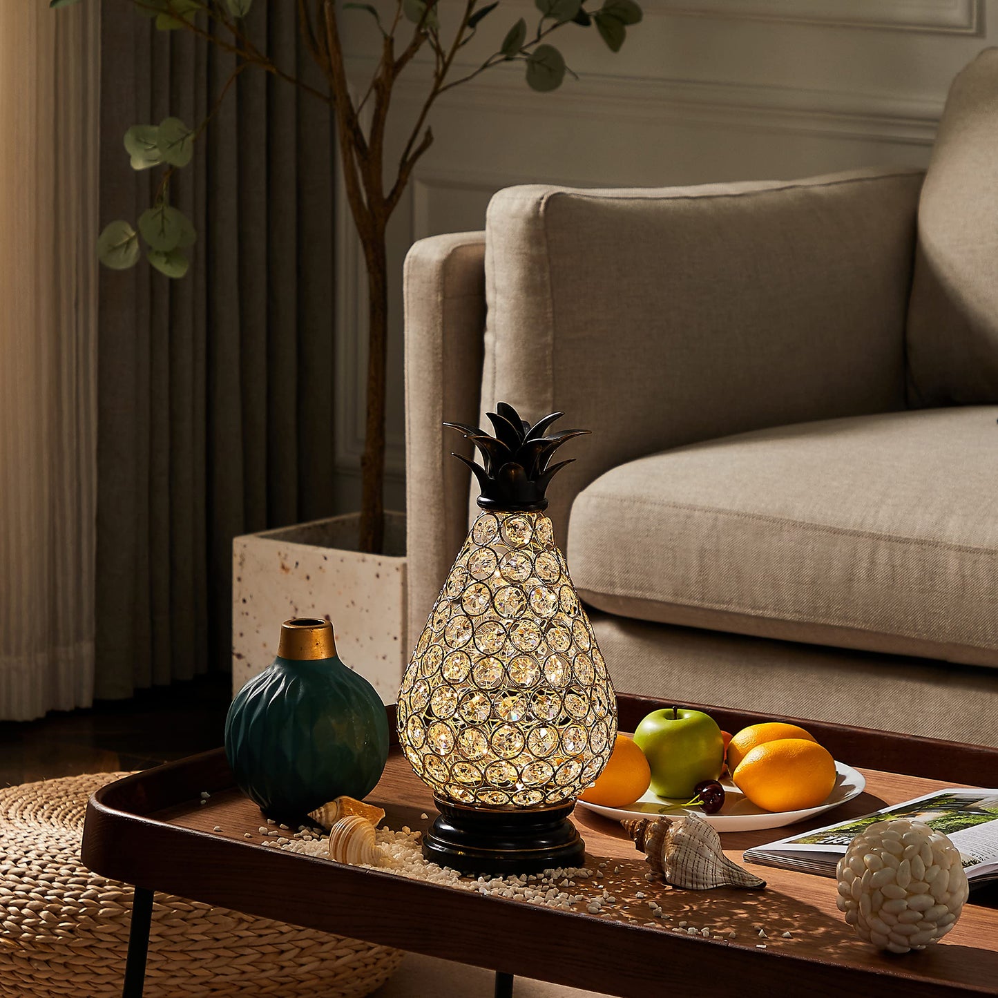 MOZEAL Extra Large Crystal Pineapple Lamp,13 in Lantern Decorative,IP44 Waterproof,6 Hours Timer,Battery Operated,As a Gift,for Farmhouse/Garden/Outdoor/Patio/Porch/Table/Backyard/Mantle Decor