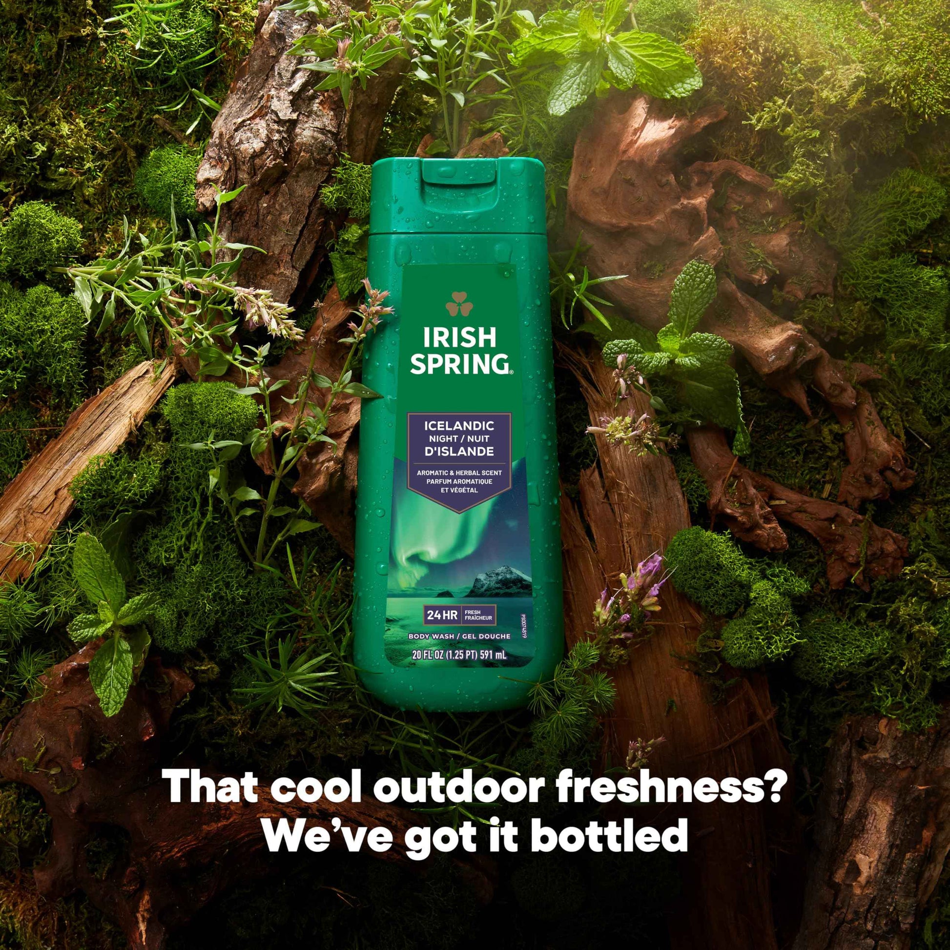 Irish Spring Icelandic Night Moisturizing Face and Body Wash for Men, 24 Hour Fresh, Paraben Free, Aromatic and Herbal Scent, 20 fl oz Bottle (Pack of 4)