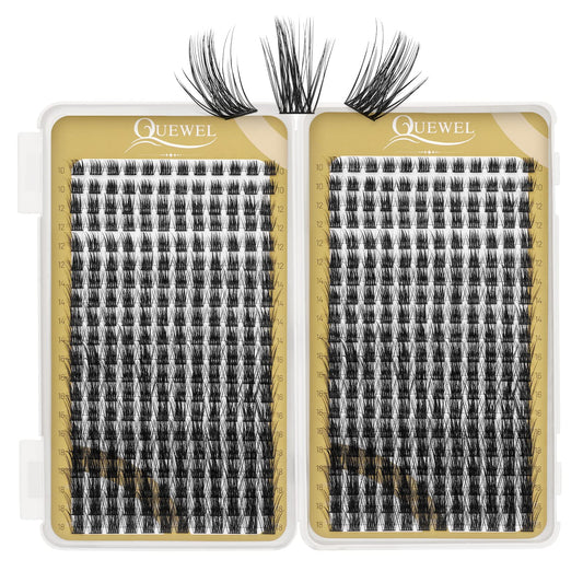 QUEWEL Lash Clusters 480 Pcs Individual Lashes Mix10-18mm Cluster Lashes Practical Soft Comfortable DIY Lash Extensions Lasting Enlarged Eyes (QU27-MIX10-18)