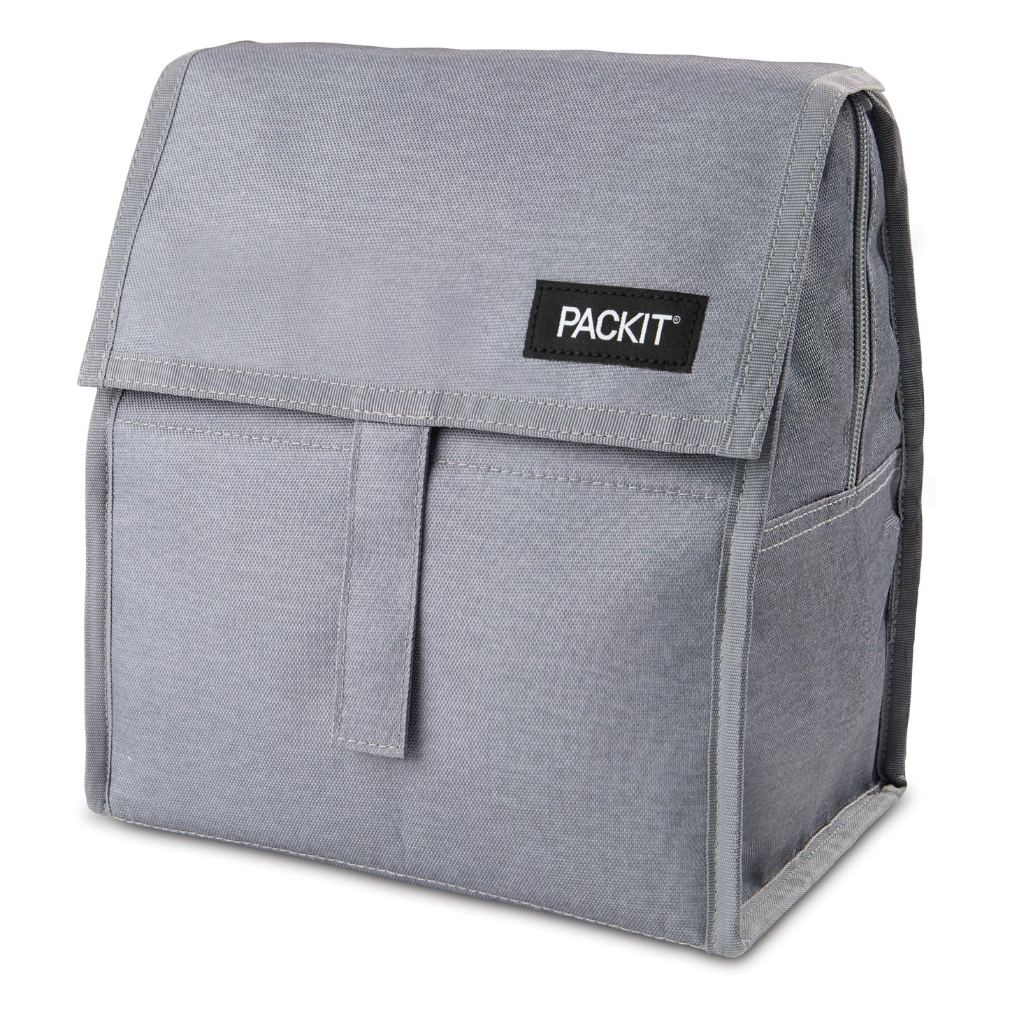 PackIt® Freezable Lunch Bag, Gray Fog, Built with EcoFreeze® Technology, Foldable, Reusable, Zip and Velcro Closure with Buckle Handle, Designed for Work Lunches and Fresh Lunch On the Go