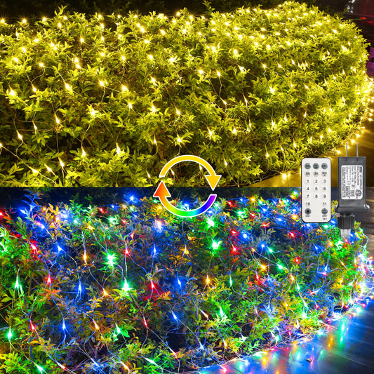 12.5ft x 5ft Color Changing Christmas Net Lights, 390 LED Bush Mesh Lights with Remote, 11 Modes Color Changing Warm White & Multicolor Christmas Lights, Plug in Fairy Twinkle Lights for Xmas Decor…