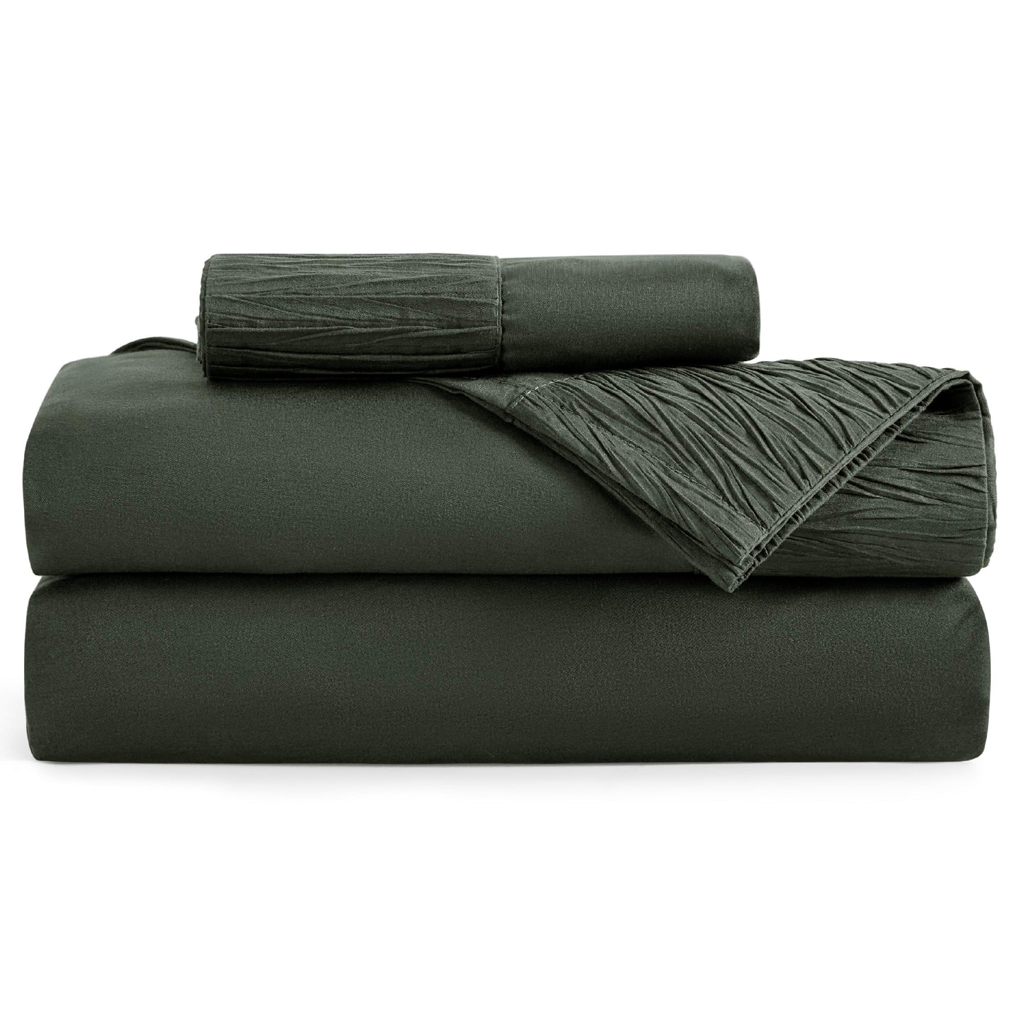 Bedsure Twin Sheets Set - Soft Twin Bed Sheets, 3 Pieces Hotel Luxury Olive Green Sheets Twin, Easy Care Polyester Microfiber Cooling Bed Sheet Set