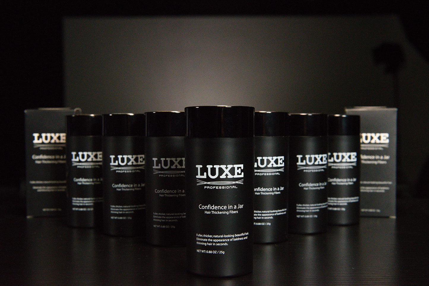 LUXE Hair Thickening Fibers - CONFIDENCE IN A JAR – 2 Months+ Supply! – Hypoallergenic, Dermatologist Tested – Multiple Colors Available (Dark Brown)