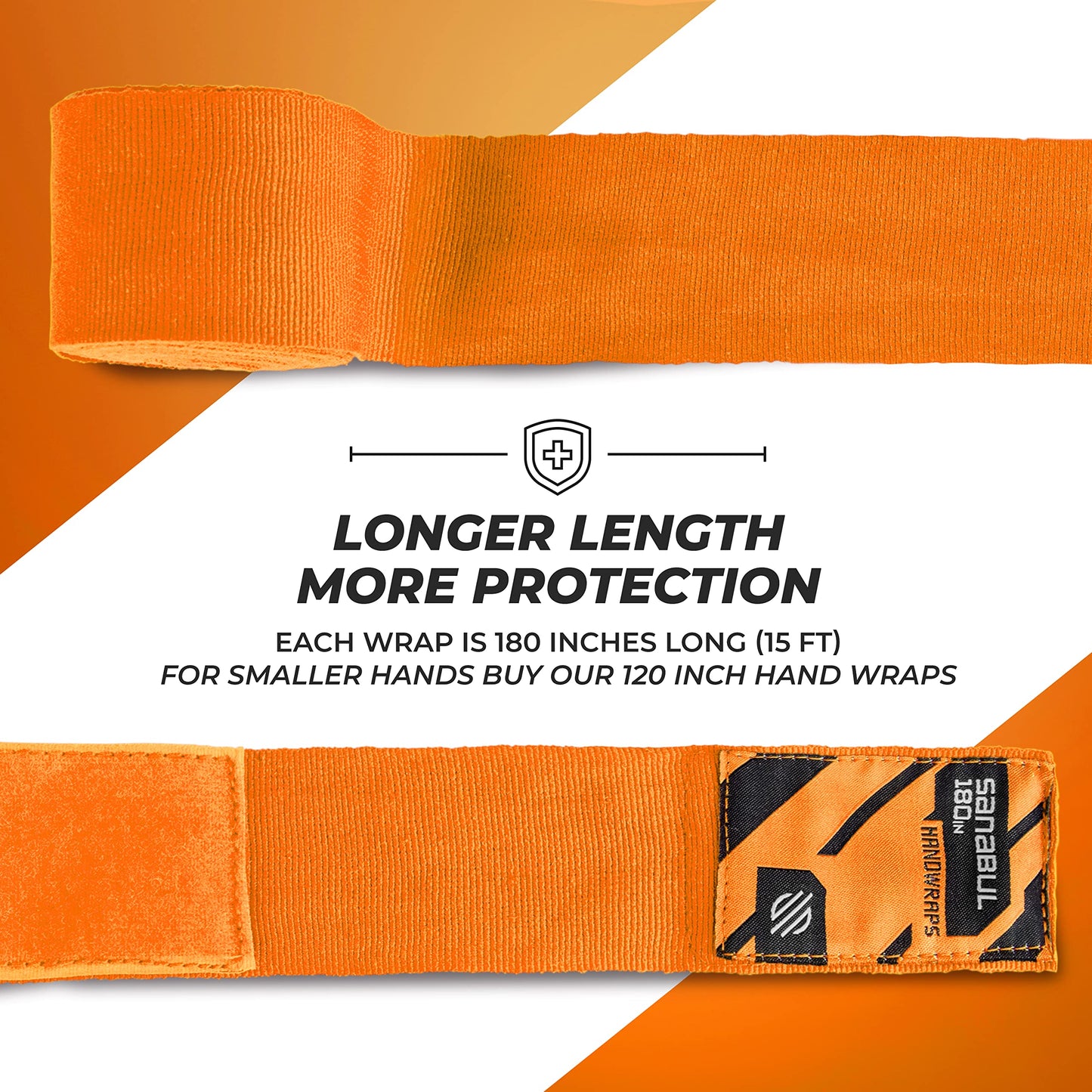 Sanabul Elastic Professional 180 inch Handwraps for Boxing Kickboxing Muay Thai MMA (Orange, 180 inch)