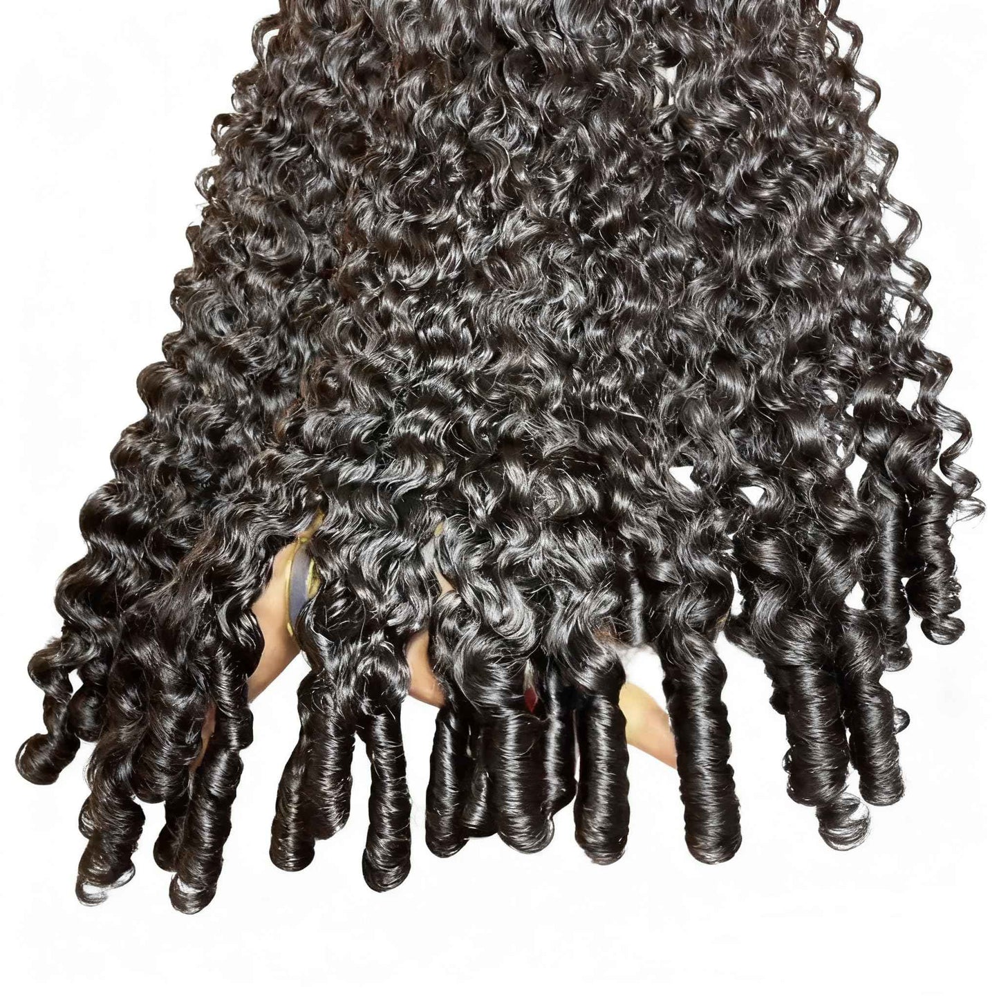 HEYKNOT Burmese Curly Bundles Human Hair 16 Inch Water Wave 100% Unprocessed Brazilian Virgin Hair Quick Weave Hair 3C4A Deep Curly human hair wet and wavy bundles for Women Natural Black