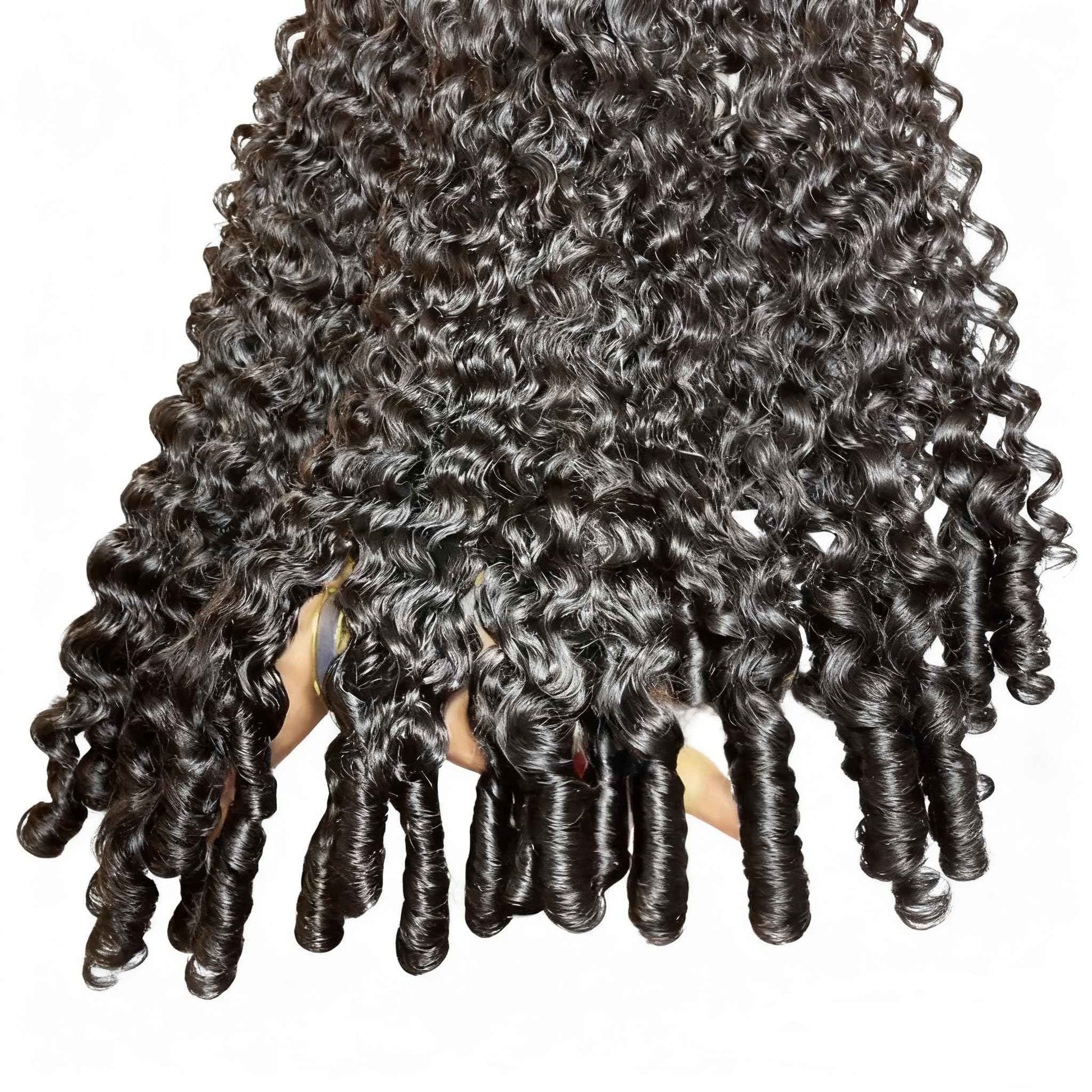 HEYKNOT Burmese Curly Bundles Human Hair 16 Inch Water Wave 100% Unprocessed Brazilian Virgin Hair Quick Weave Hair 3C4A Deep Curly human hair wet and wavy bundles for Women Natural Black