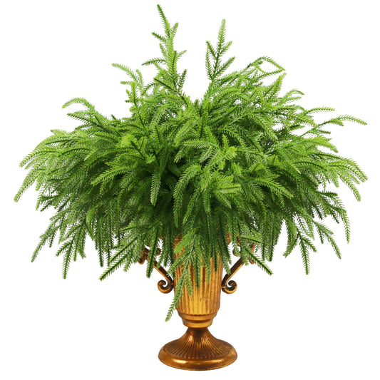 Goldshire 12Pcs Artificial Norfolk Pine Branches 18" Plastic Christmas Plants Decor Faux Greenery Stems Pine Picks Outdoor Faux Plants UV Resistant for Xmas Indoor, Front Porch Home Décor (12, 18inch)