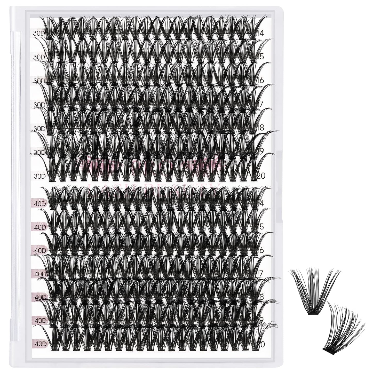 280 Pcs Individual Lashes 40D+50D Mixed Lash Clusters 14 Rows Cluster Lashes that Look Like Eyelash Extensions DIY Lash Extension Self Application At Home (40+50-D-14-20mix)