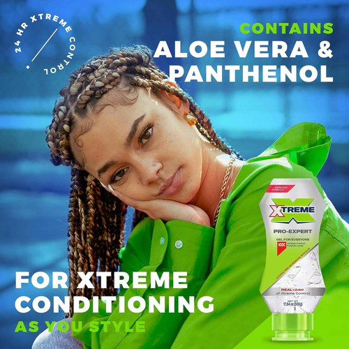Xtreme Pro-Expert Clear Styling Hair Gel, Alcohol-Free 24-Hours Control With Aloe Vera, 17.64 oz Squeeze Bottle (Pack of 12)