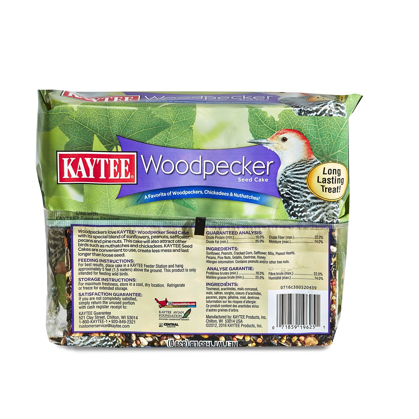 Kaytee Wild Bird Woodpecker Seed Cake, 1.85 Pound, 6 Pack