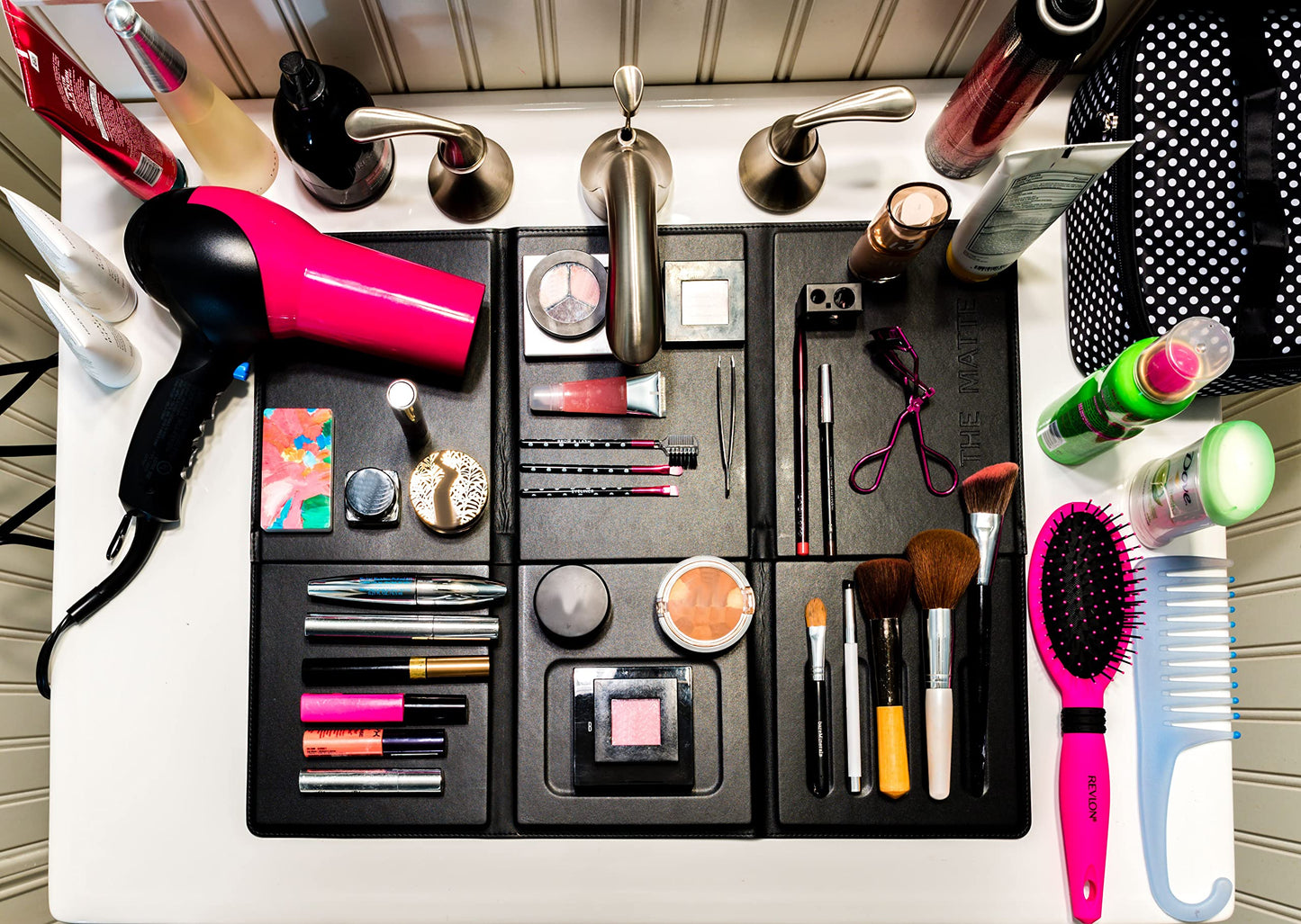 The Matte - Make Up Organizer Space Saver turns Bathroom Sink into a Beauty Counter in an Instant (Standard, Black)