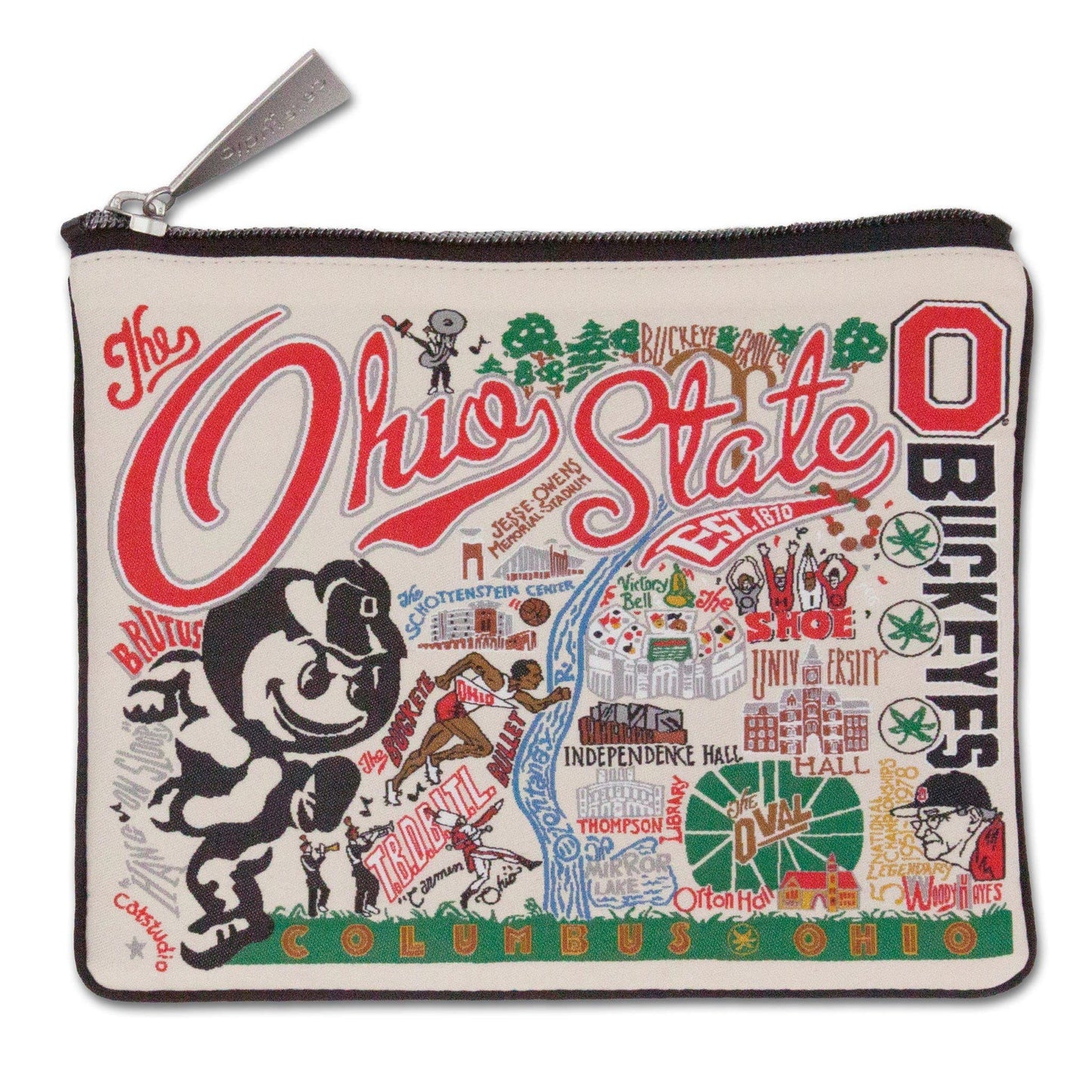 Catstudio Collegiate Zipper Pouch, Ohio State University Travel Toiletry Bag, Ideal Gift for Alumni, Makeup Bag, Dog Treat Pouch, or Travel Purse Pouch