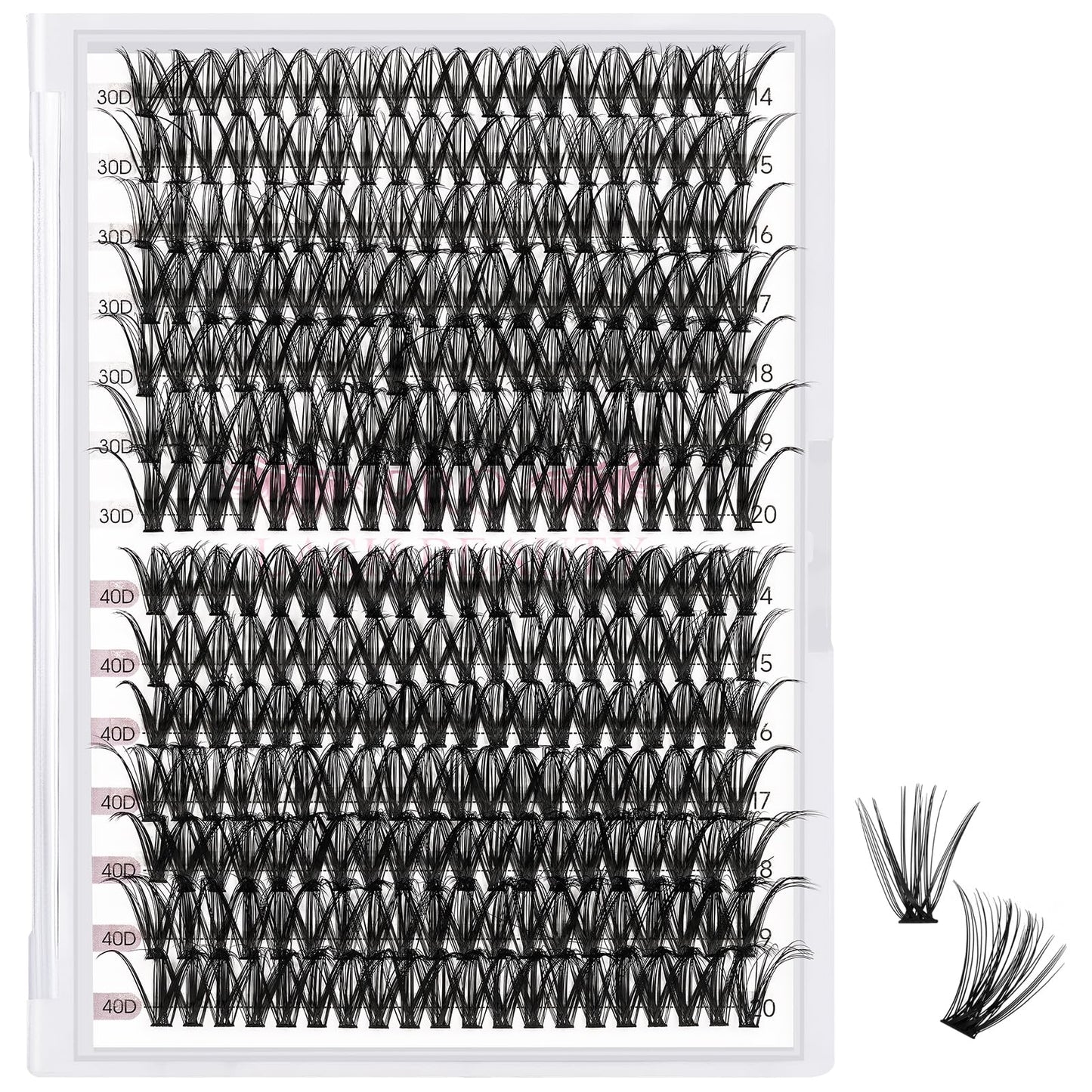 280 Pcs Individual Lashes 30D+40D Mixed Lash Clusters 14 Rows Cluster Lashes that Look Like Eyelash Extensions DIY Lash Extension Self Application At Home (30+40-C-14-20mix)