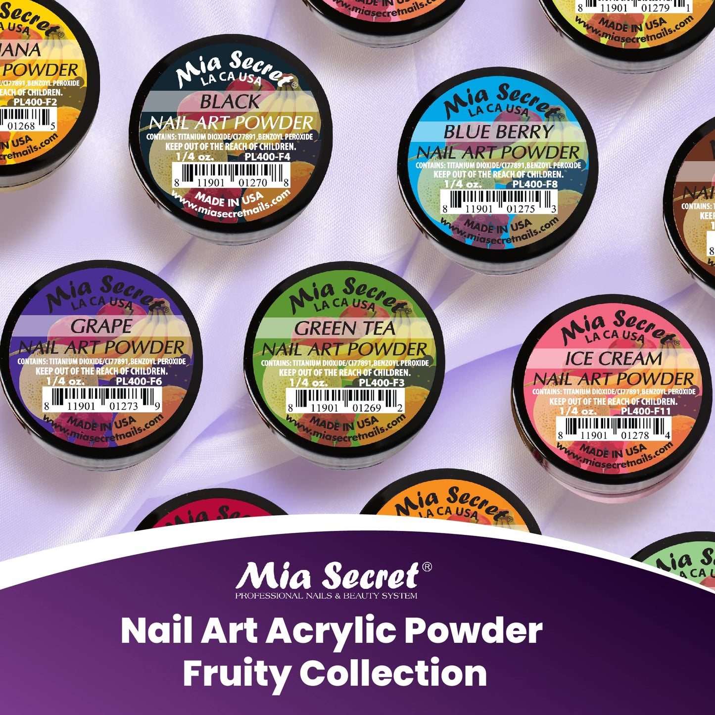 Mia Secret -Fruity Collection Nail Acrylic Powder set of 12