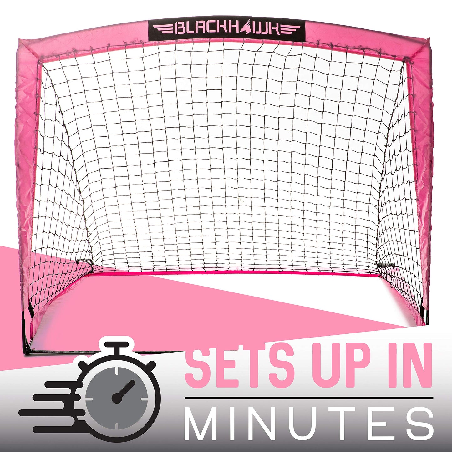 Franklin Sports Blackhawk Backyard Soccer Goal - Portable Kids Soccer Net - Pop Up Folding Indoor + Outdoor Goals - 4' x 3' - Pink