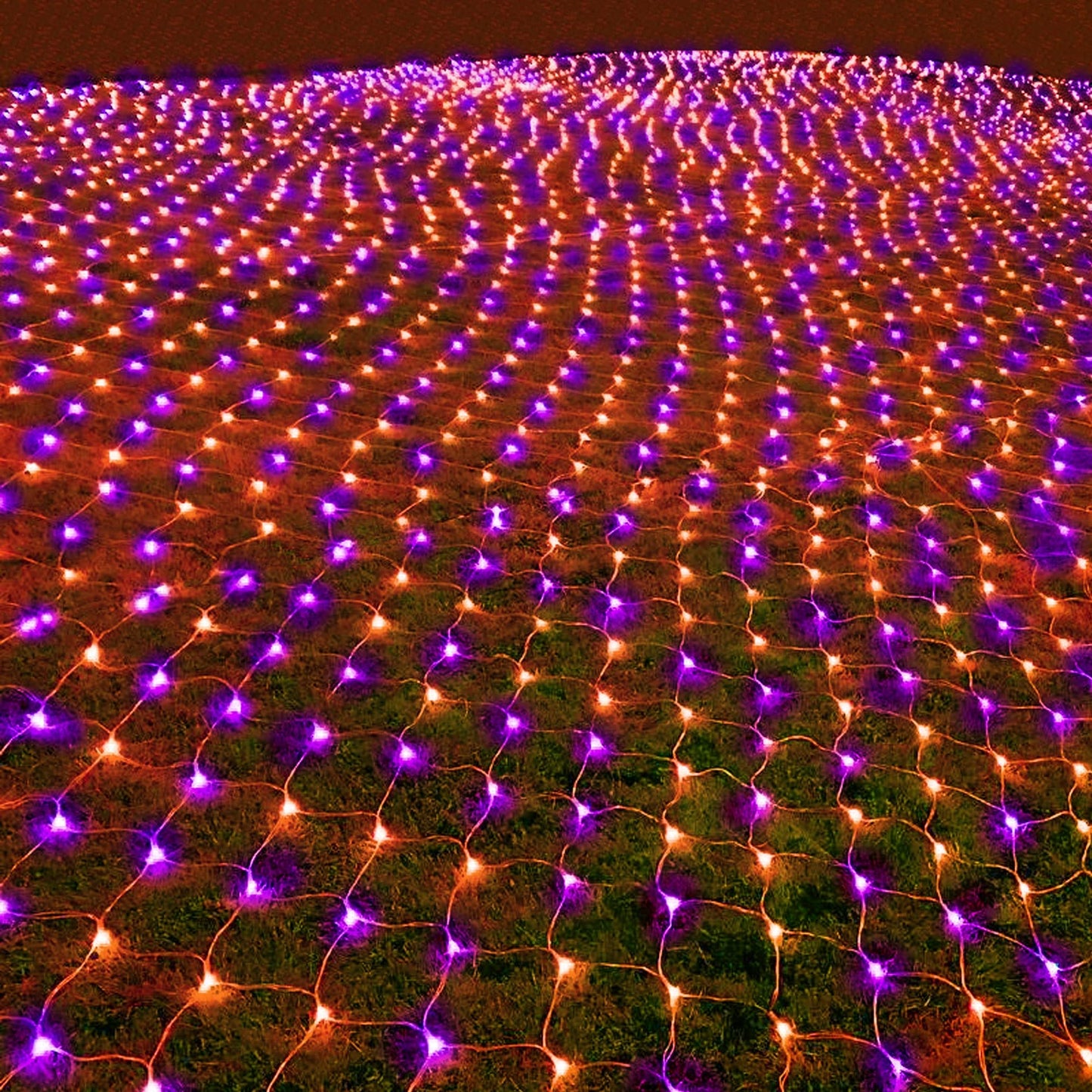 Dazzle Bright Halloween 360 LED Net Lights, 12FT x 5 FT Connectable Waterproof String Lights with 8 Modes, Halloween Decorations for Indoor Outdoor Party Yard Garden Decor, Purple & Orange